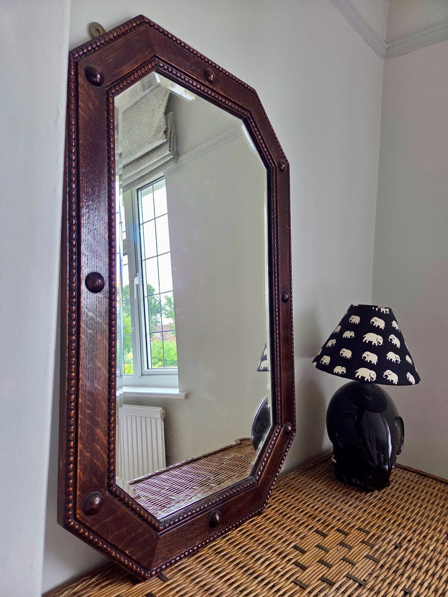 Octagonal Oak Mirror