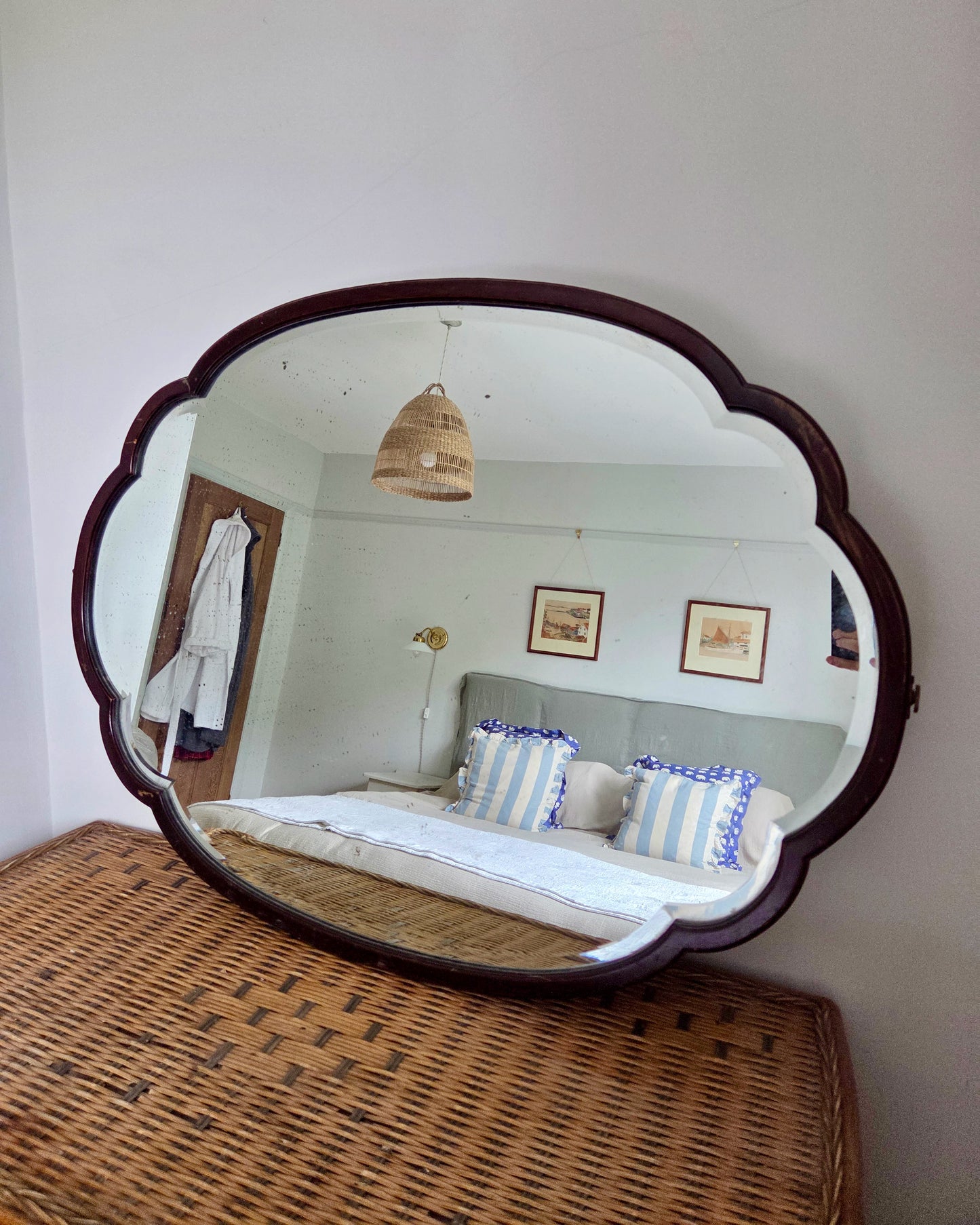 Antique 1930s Scallop Mirror