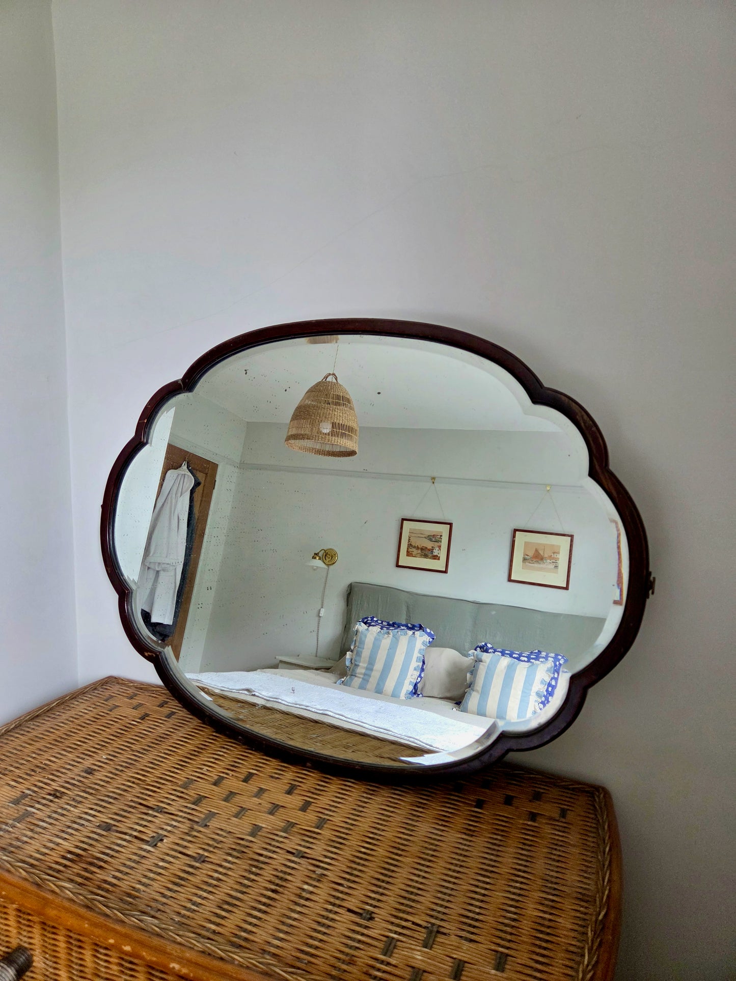 Antique 1930s Scallop Mirror