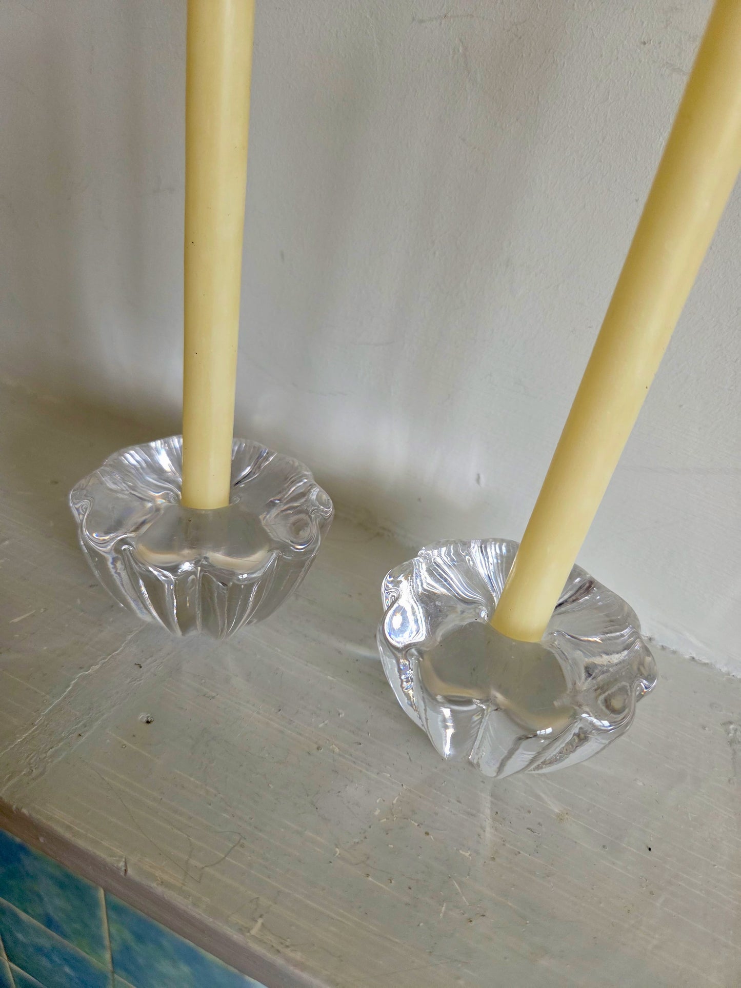 Pair of Orrefors Sweden Candle Holders