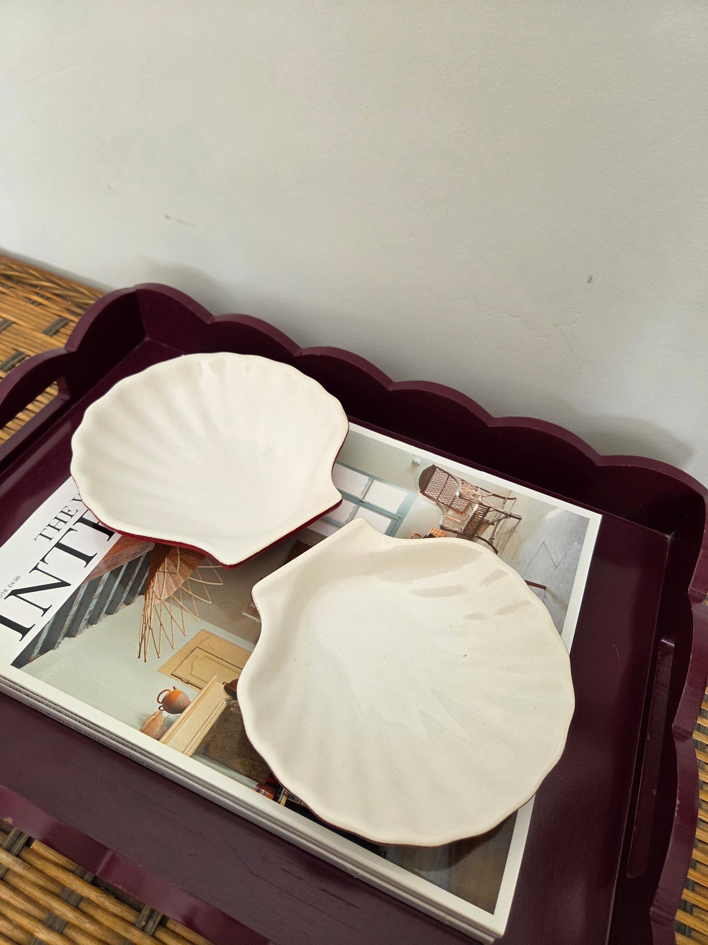 A Pair of Emile Henry France Shell Dishes