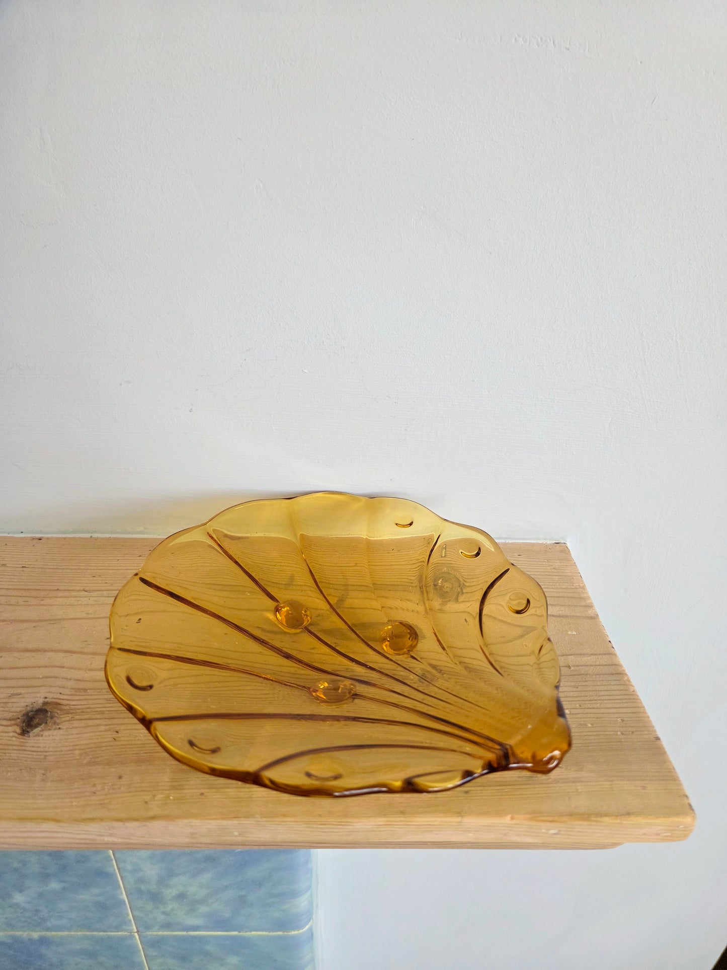 Vintage Amber Shell Dish