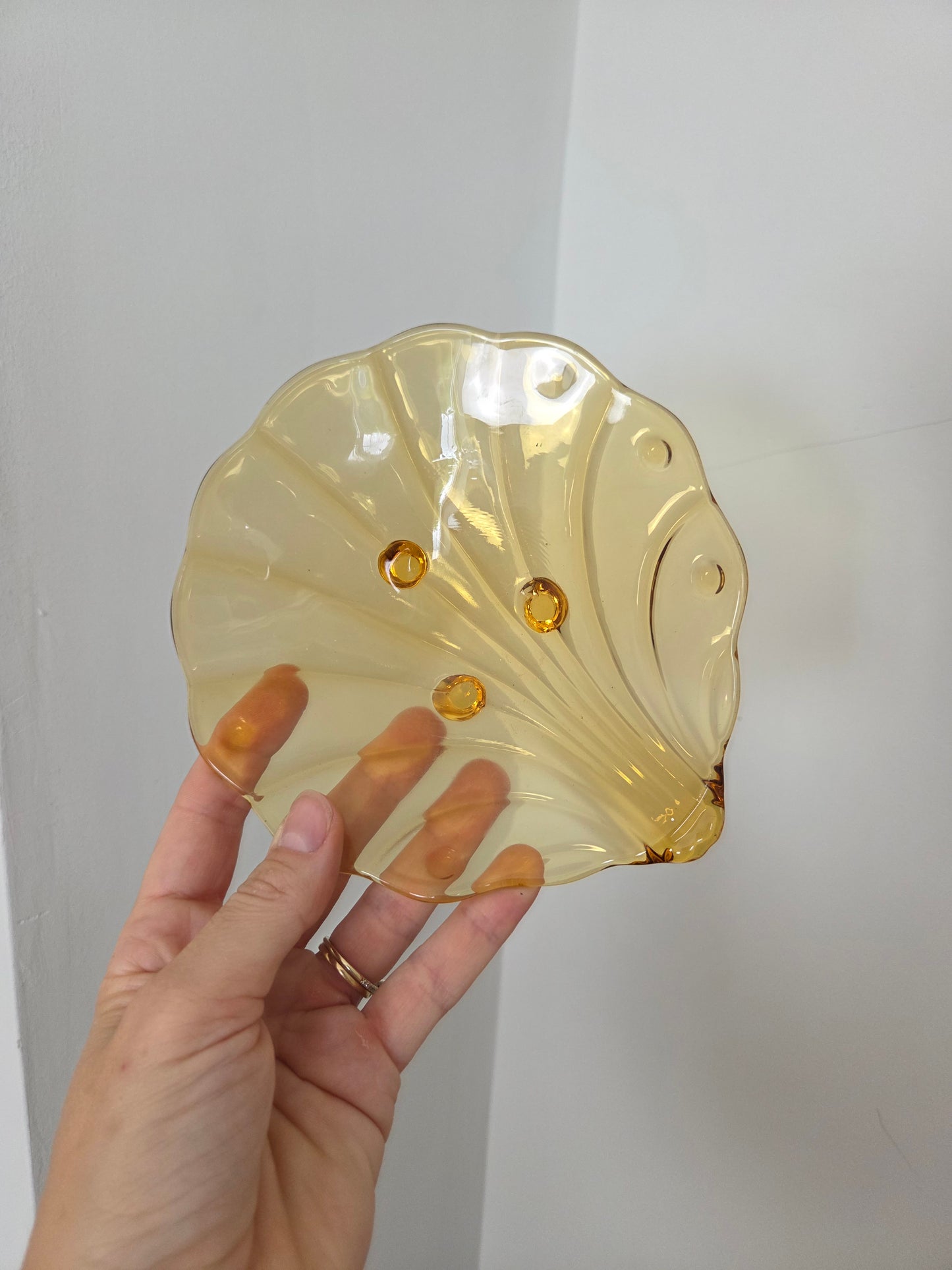 Vintage Amber Shell Dish