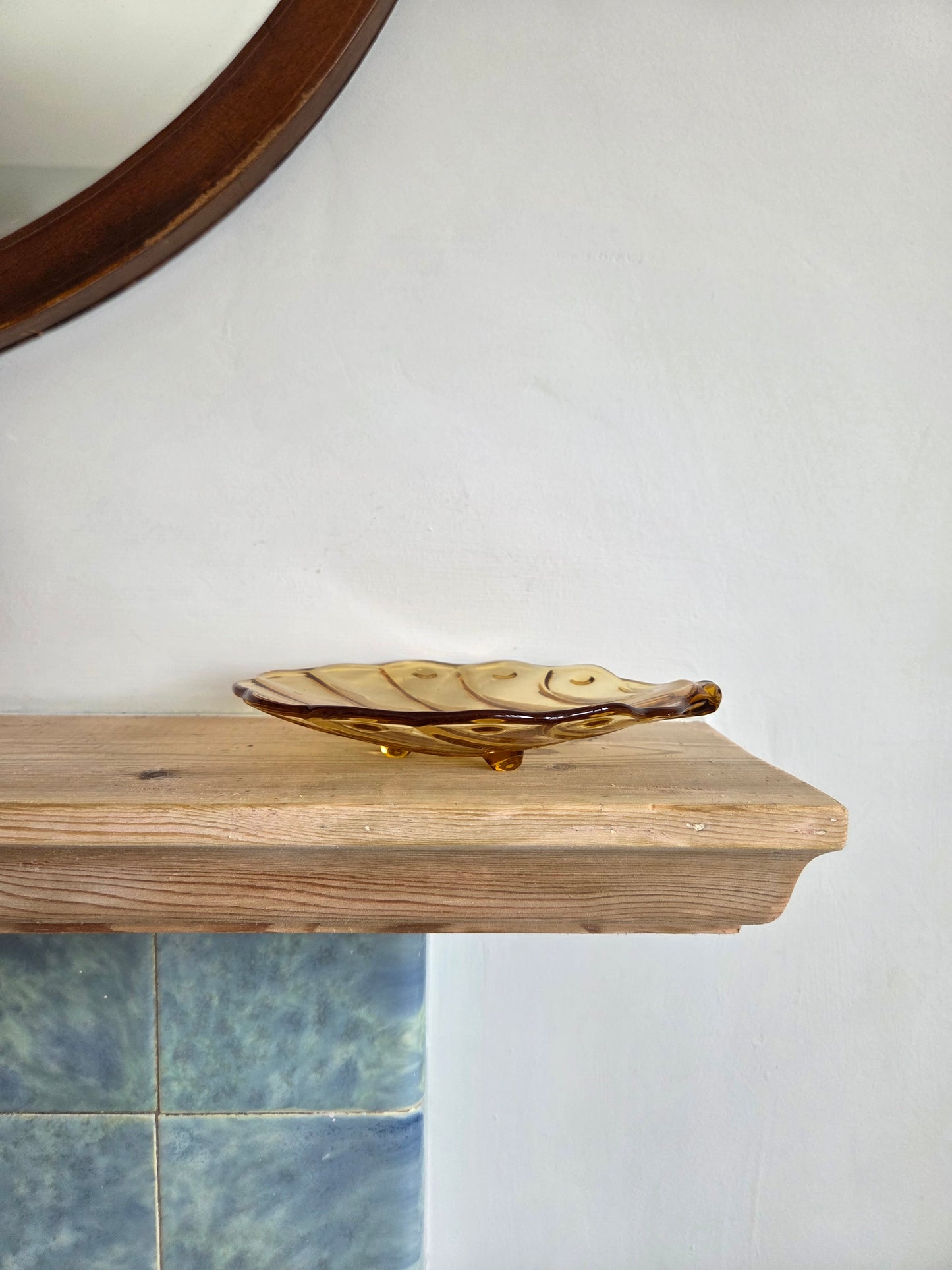 Vintage Amber Shell Dish
