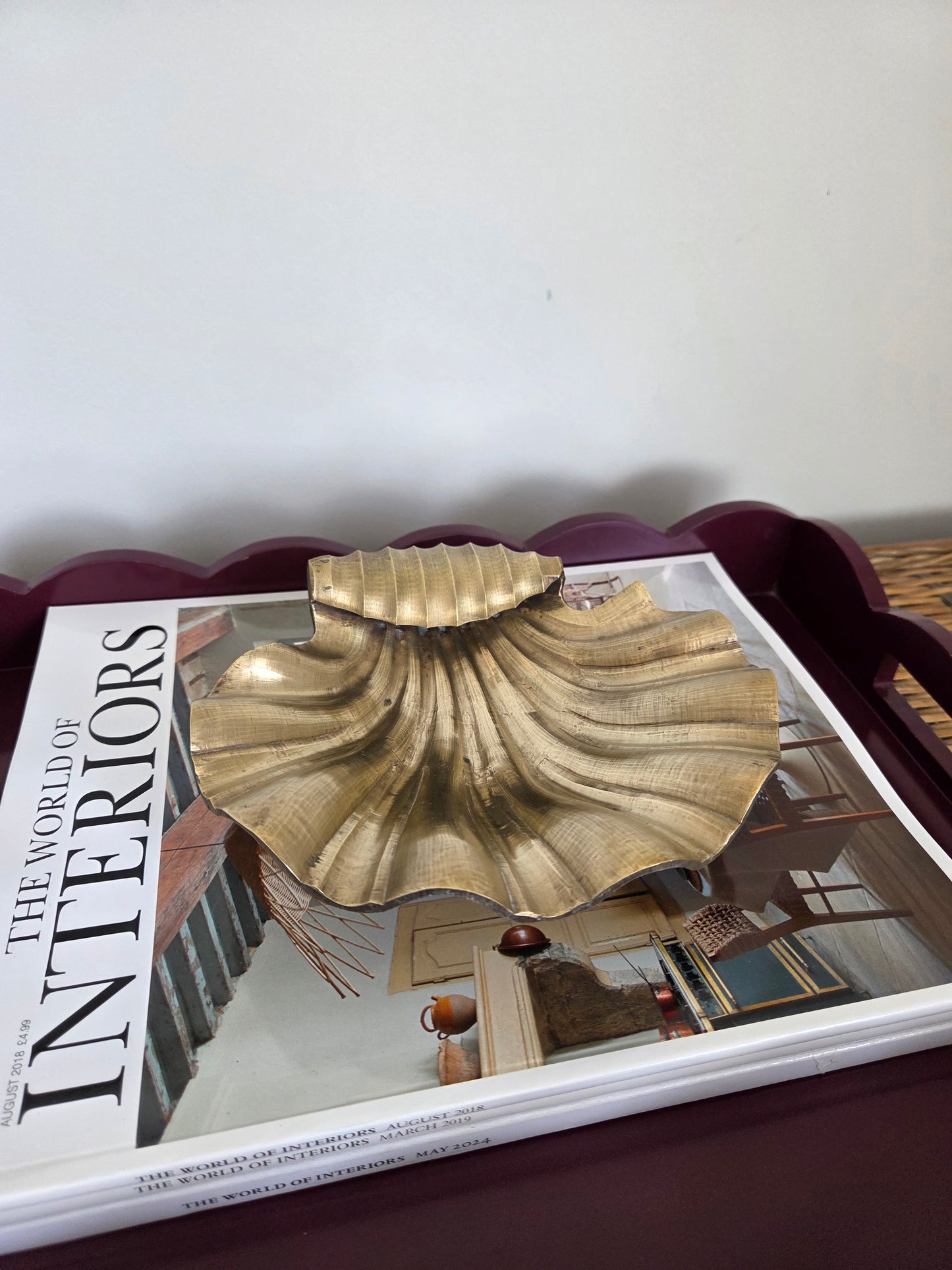 Rolled Edge Brass Clam Shell Dish