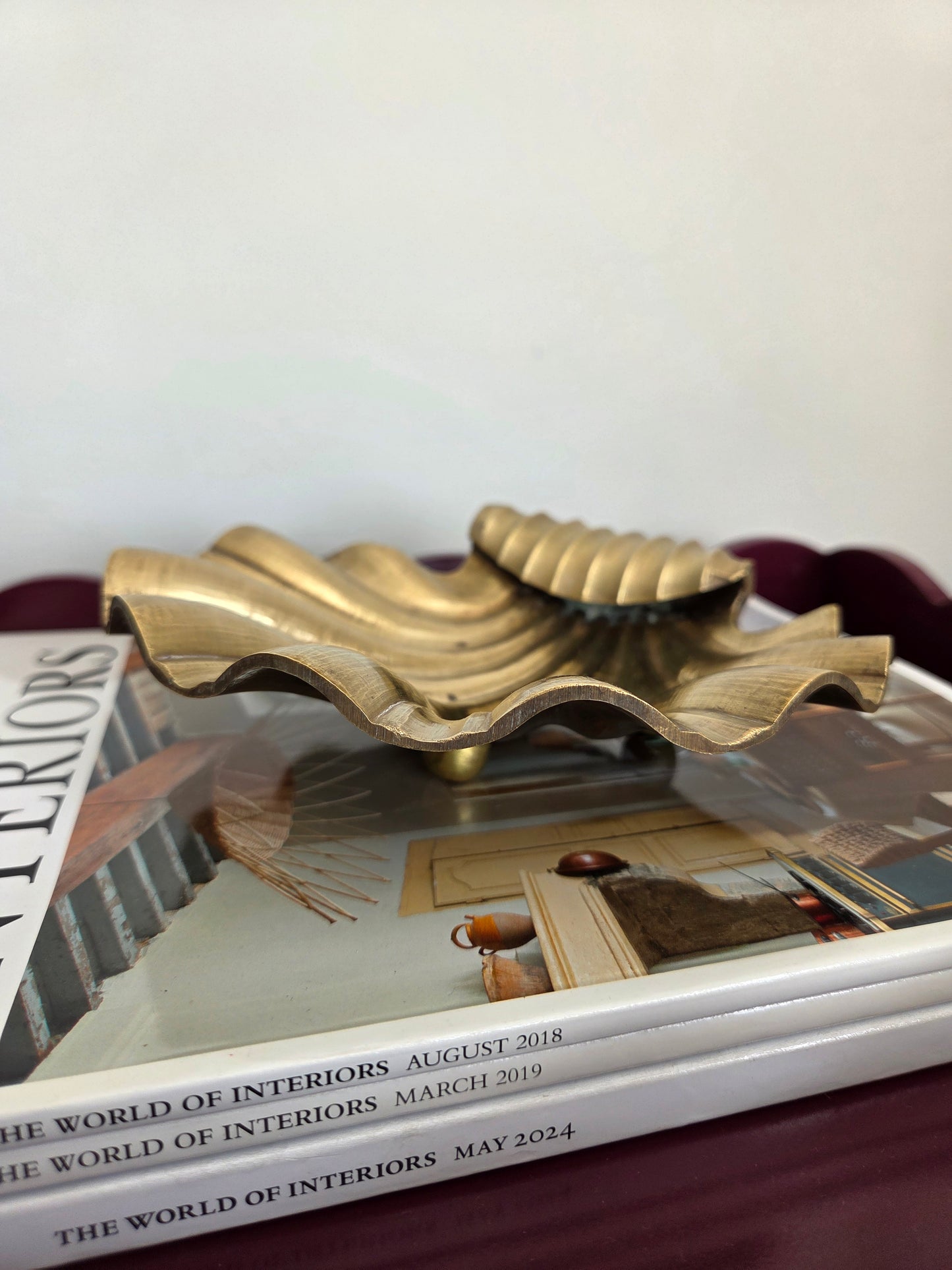 Rolled Edge Brass Clam Shell Dish