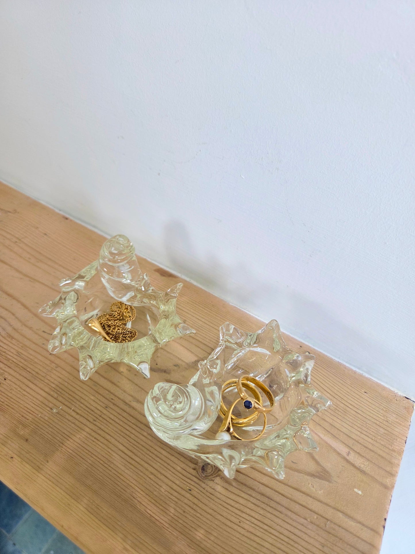 A Pair of Glass Shell Trinket Dishes