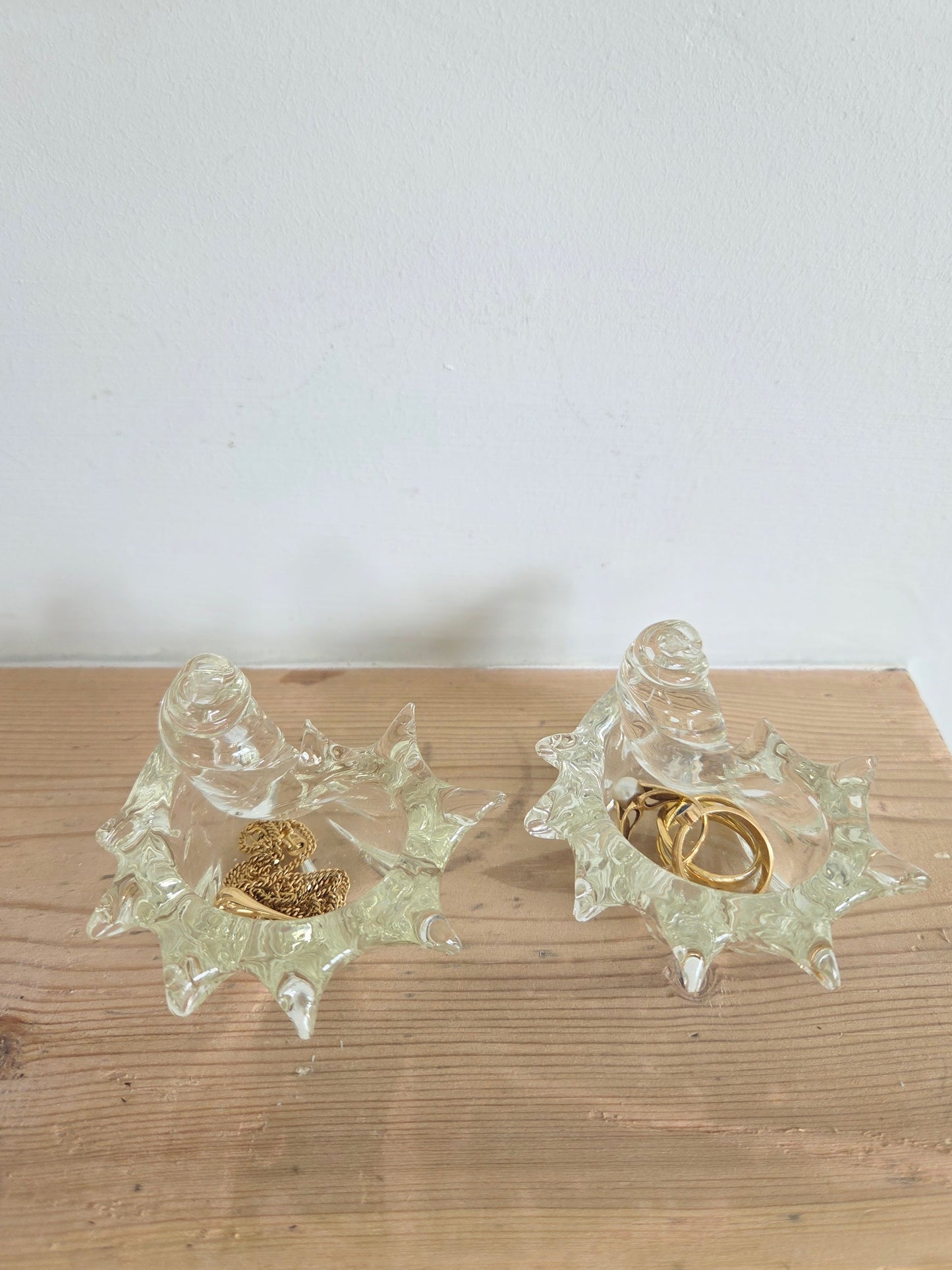 A Pair of Glass Shell Trinket Dishes