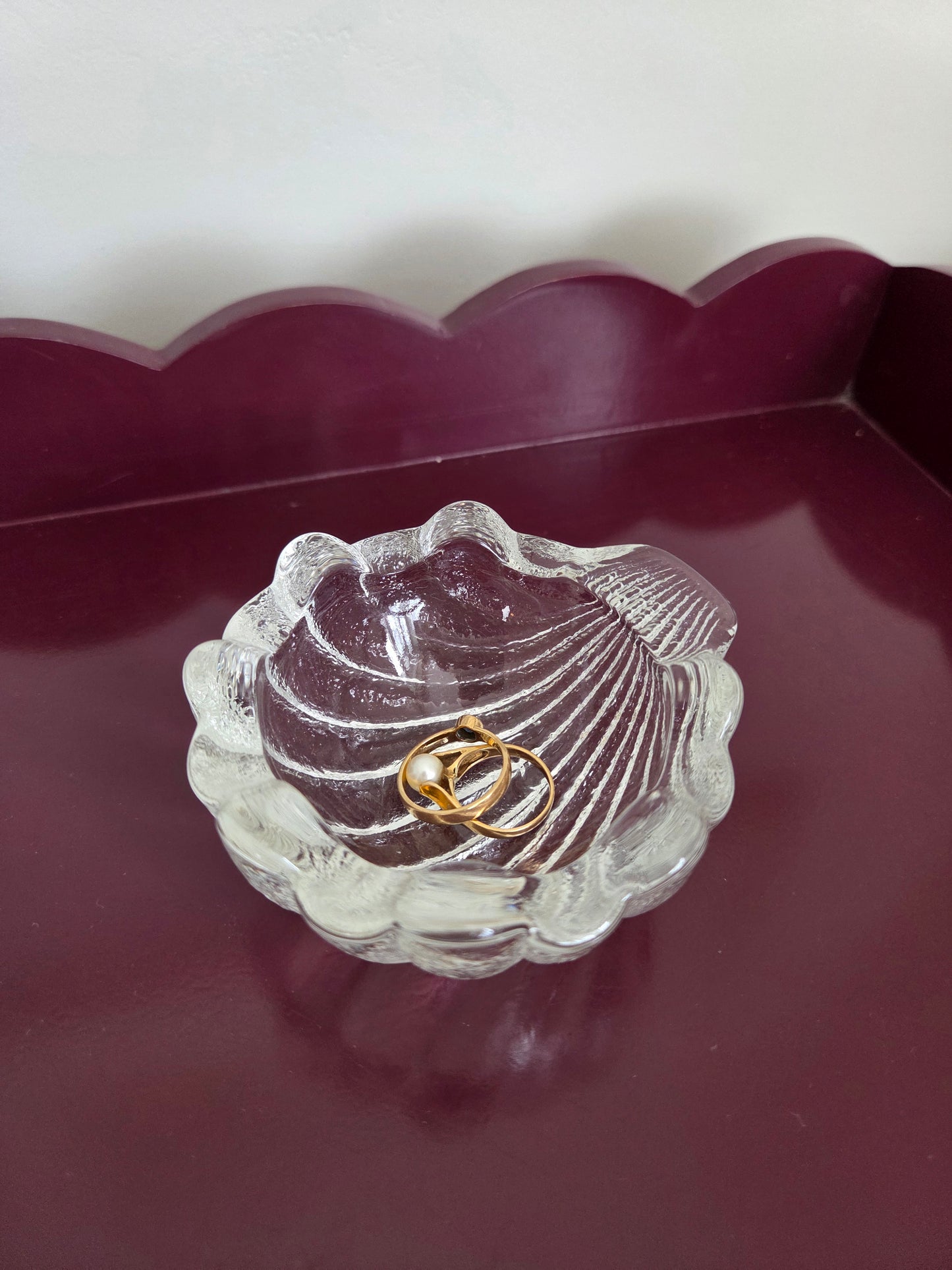 Small Glass Shell Trinket Dish