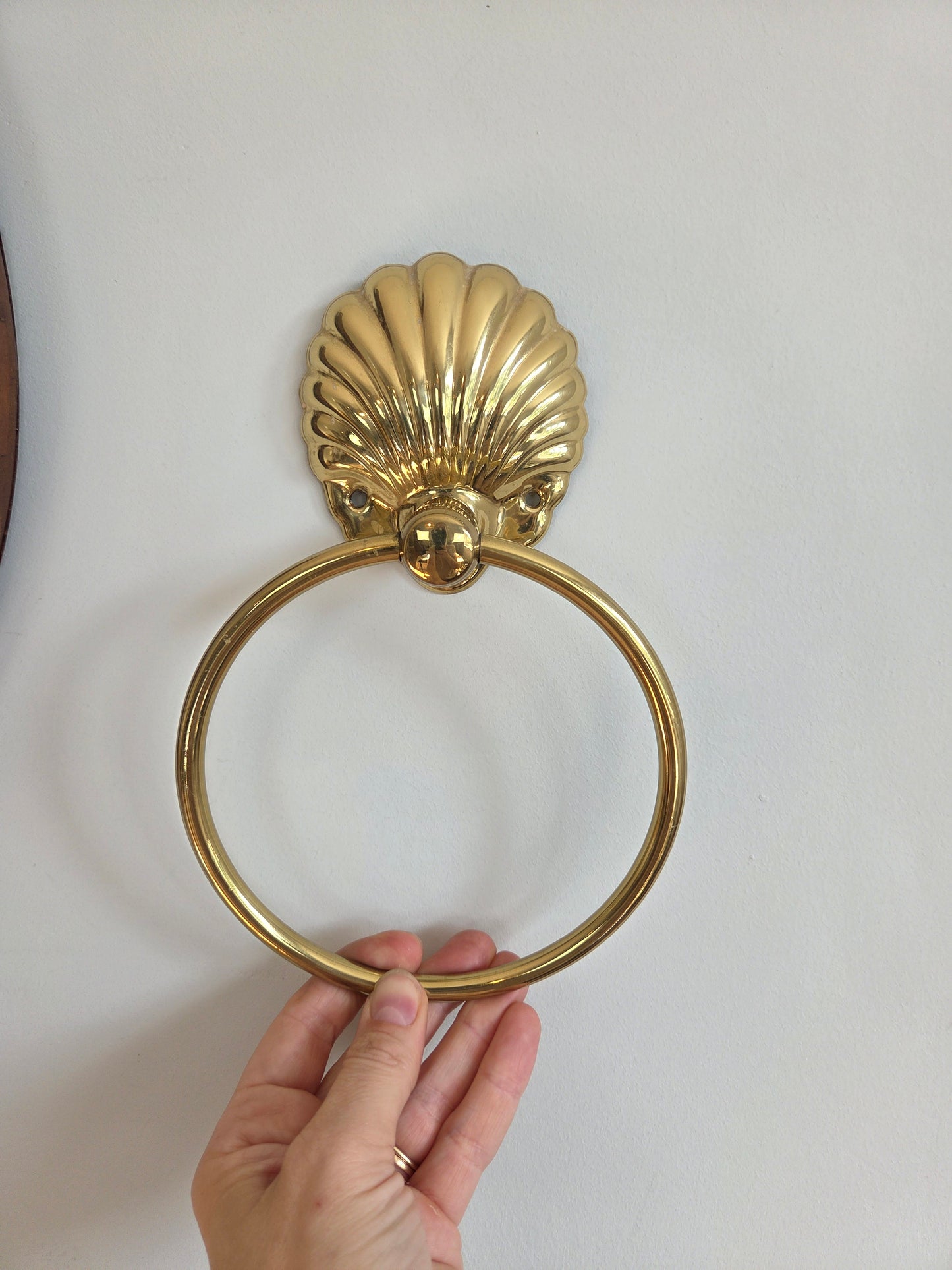 Brass Shell Toilet Roll And Towel Holder