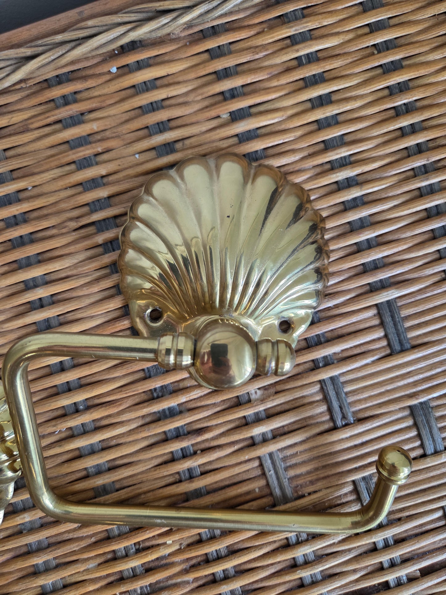 Brass Shell Toilet Roll And Towel Holder