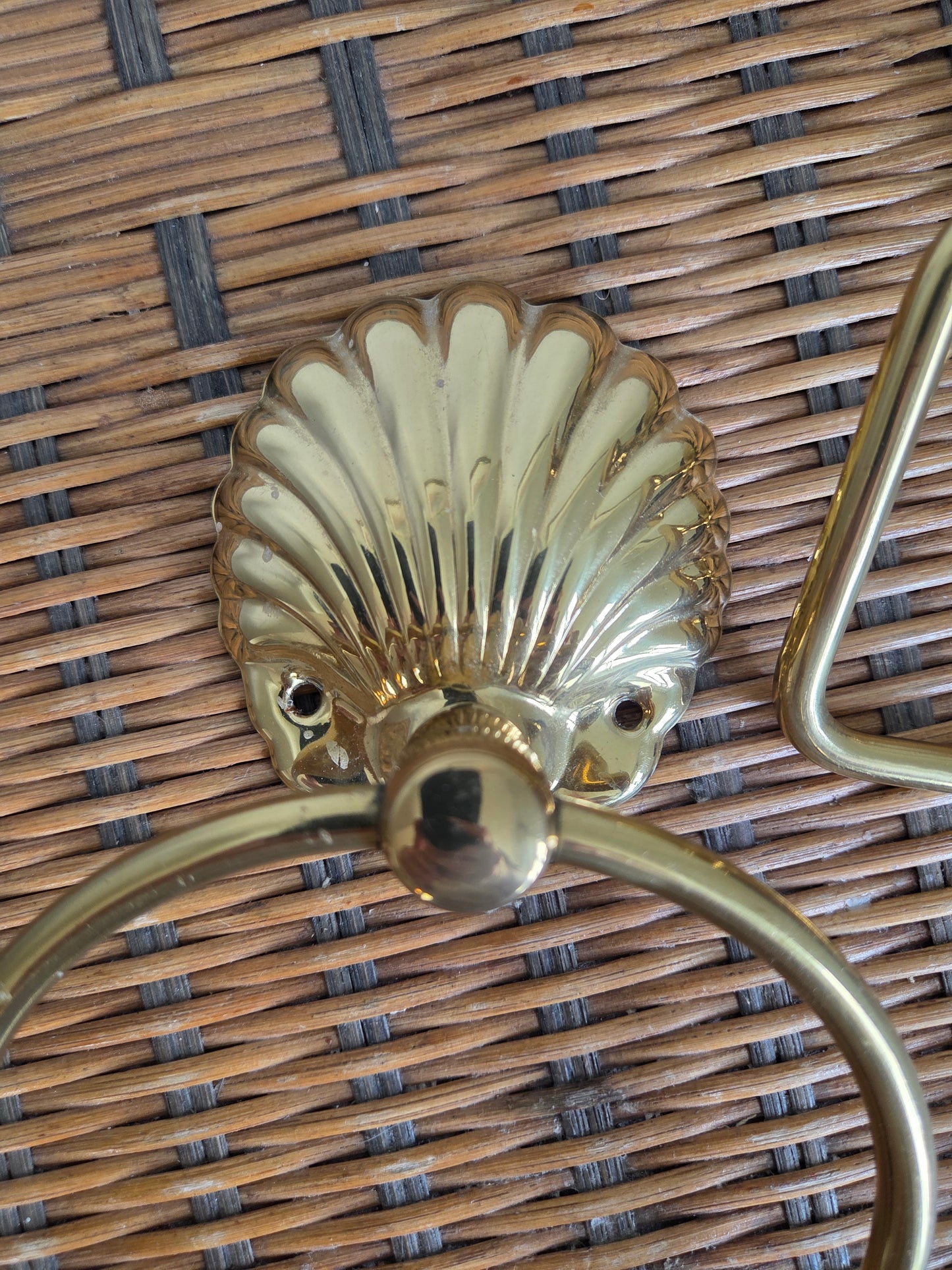 Brass Shell Toilet Roll And Towel Holder