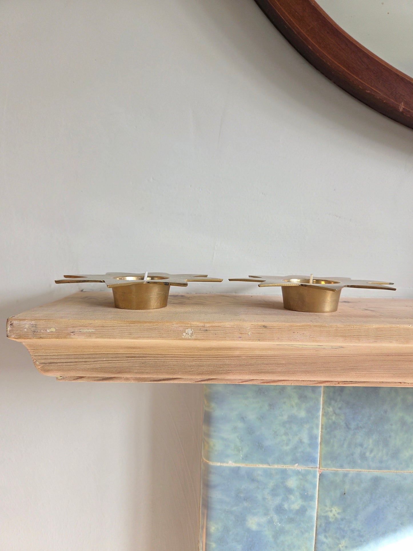 Pair of Brass Star Tealight Holders