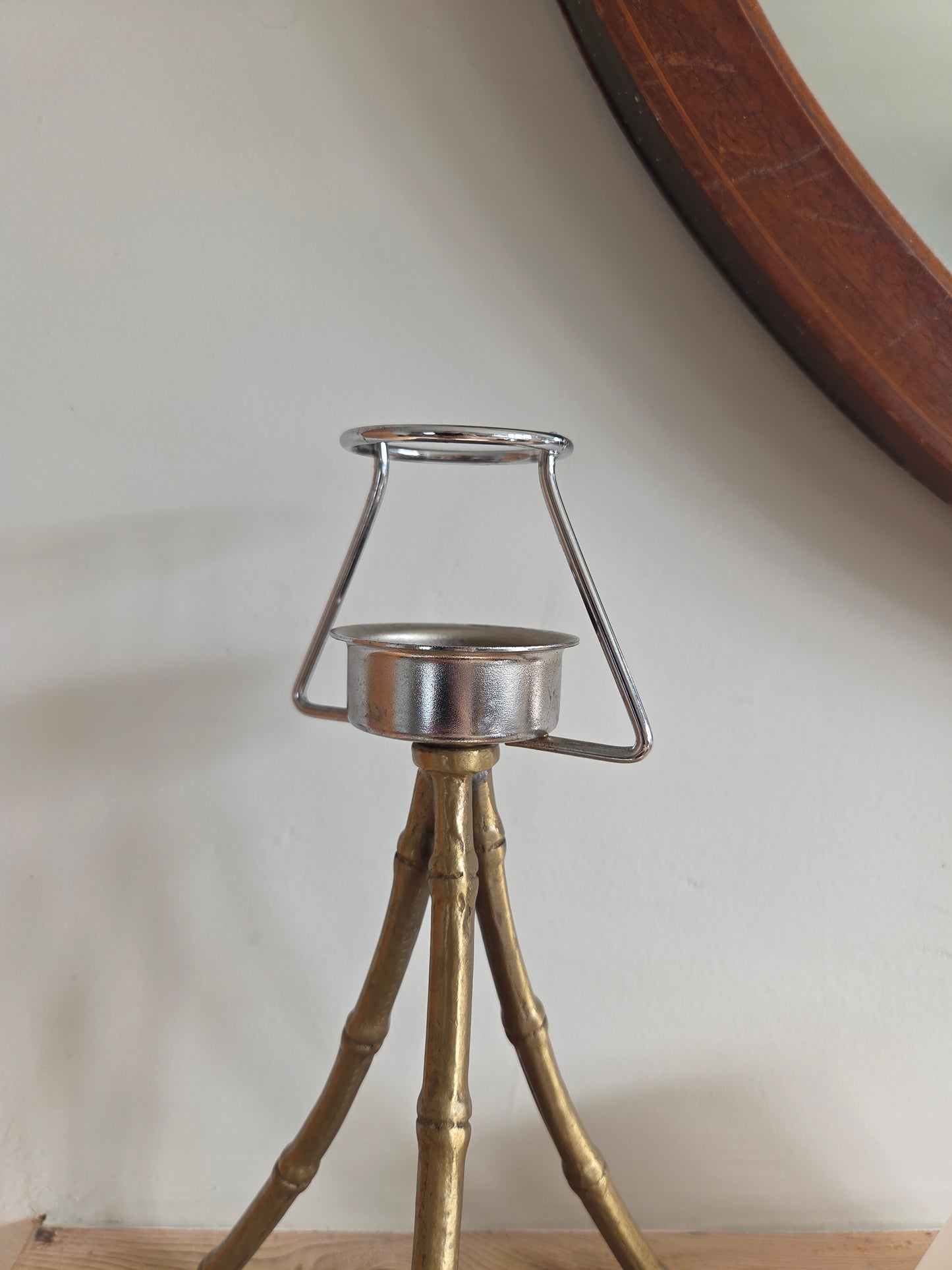 Faux Bamboo and Glass Tealight Holder