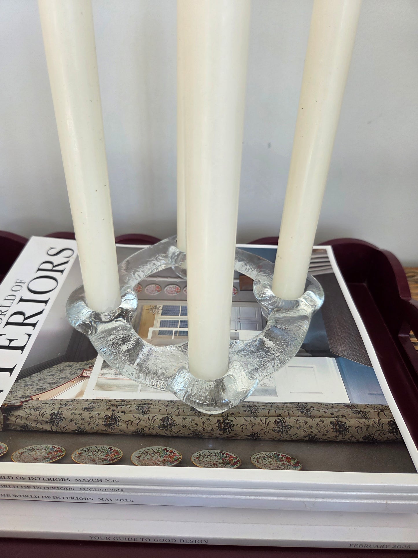 Round Swedish Art Glass Candle Holder