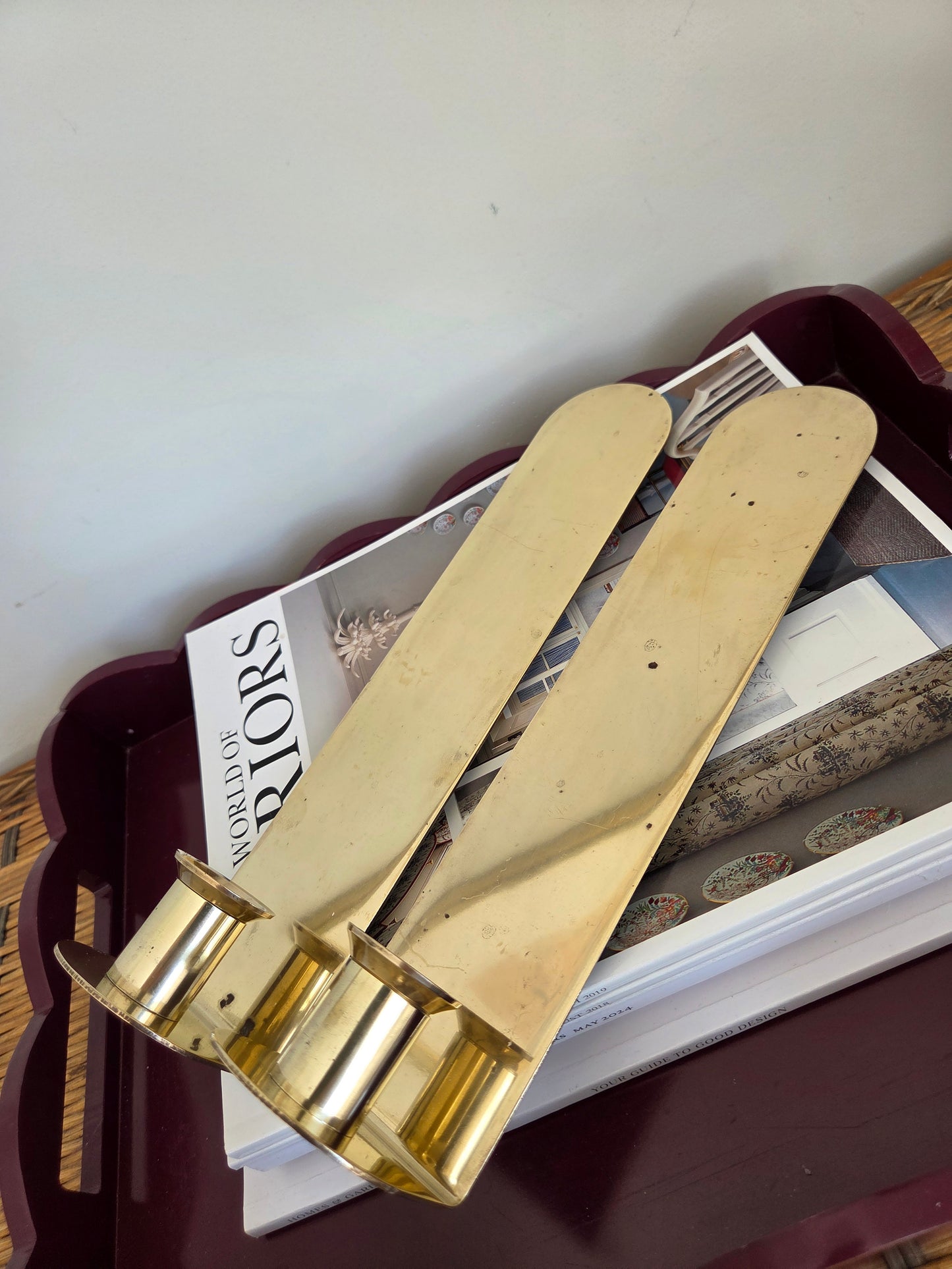 Pair of Mid Century Modern Brass Wall Sconces