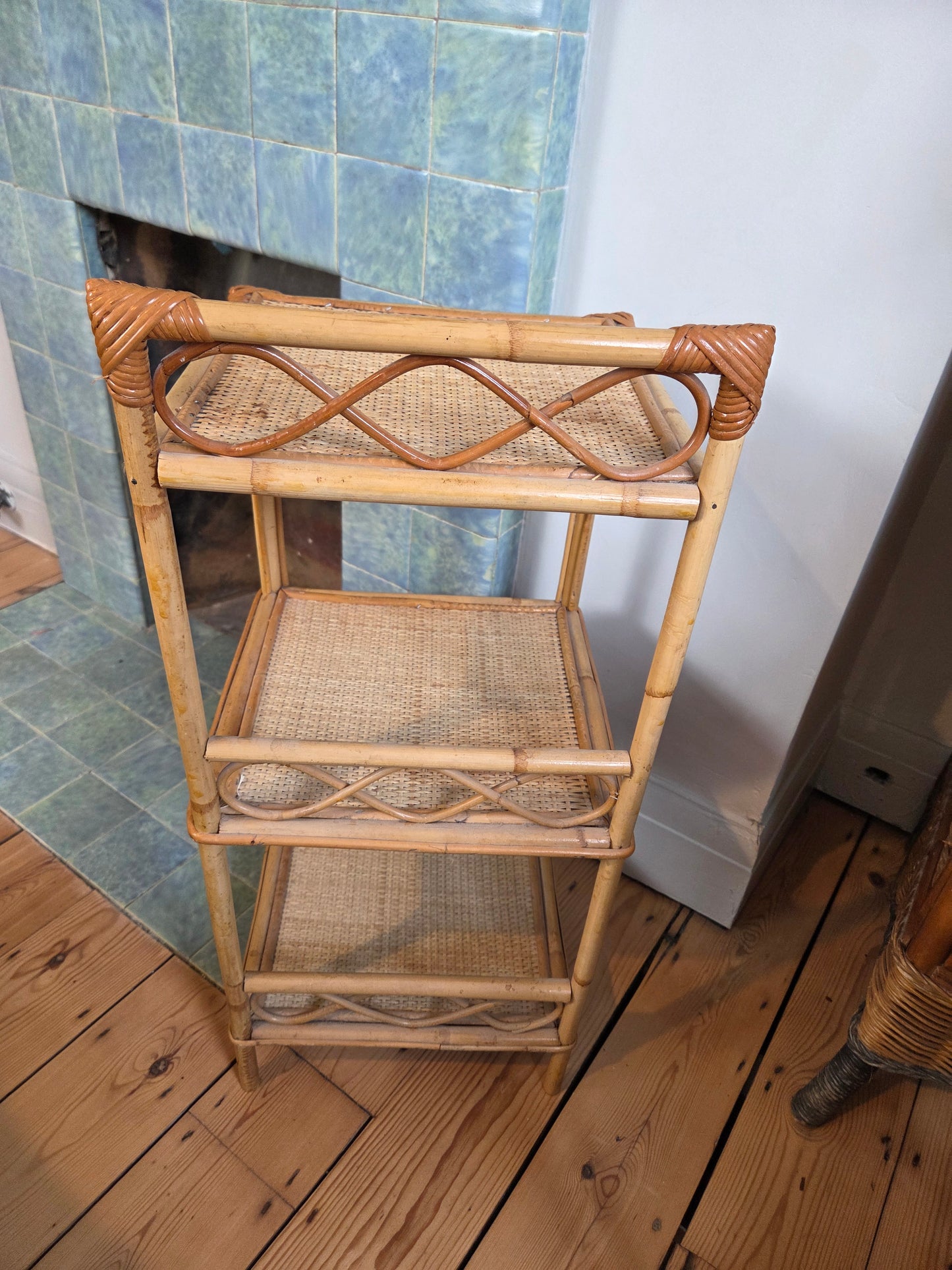 Bamboo and Wicker 3 Tier Shelf