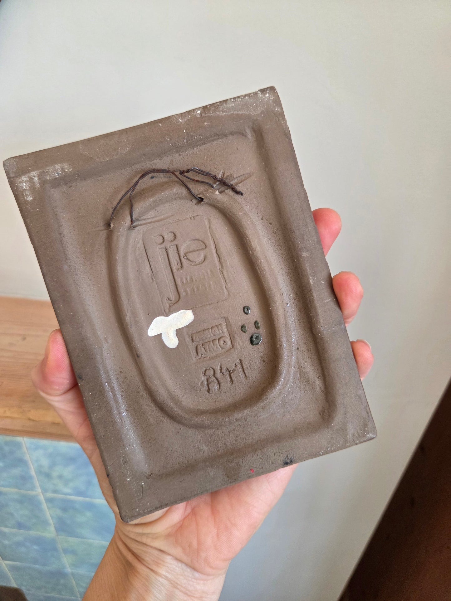 Vintage Swedish JIE Wall Tile with Blue Flowers 841