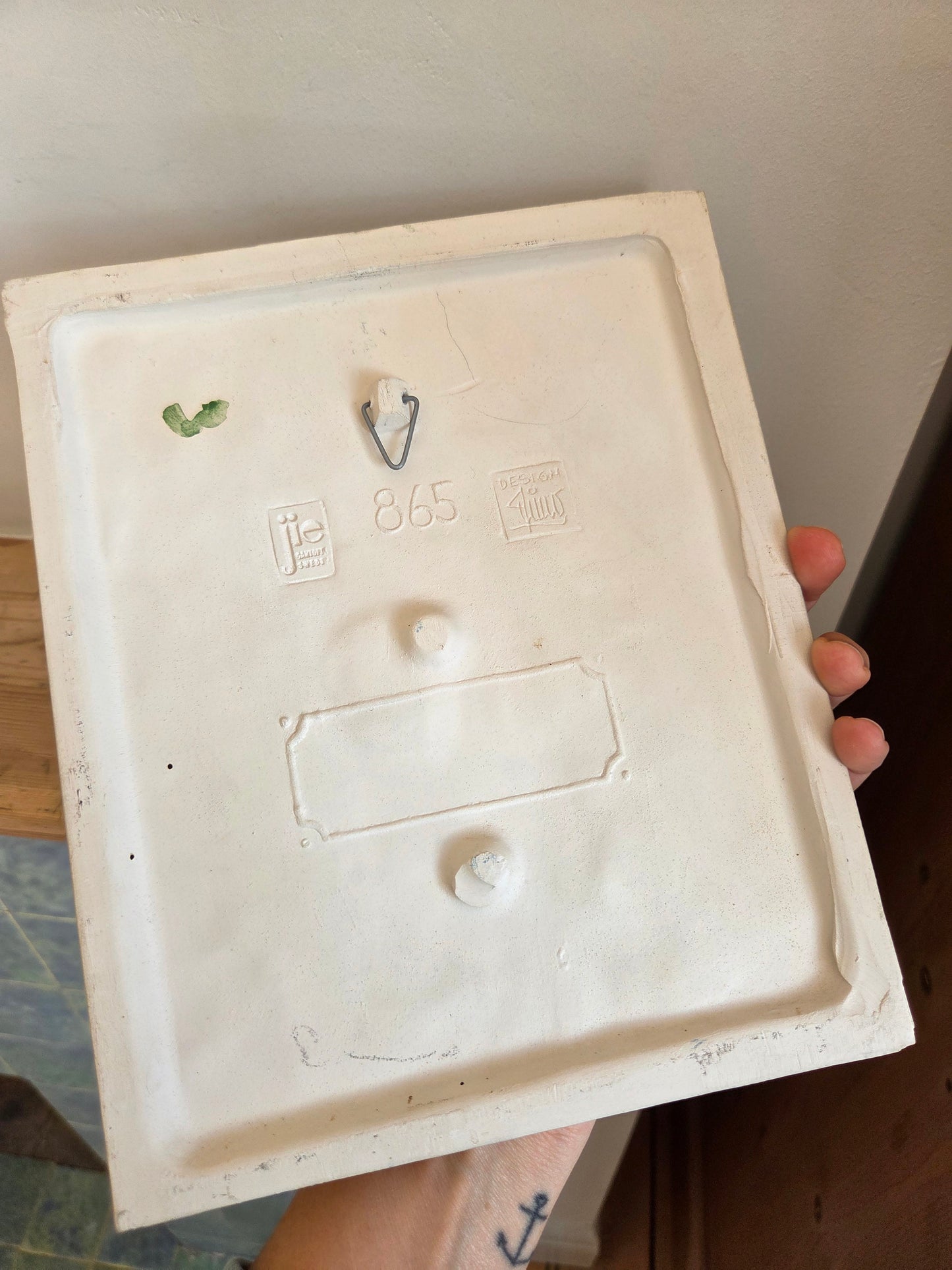 Vintage Swedish Jie Wall Tile with Flower Scene 865