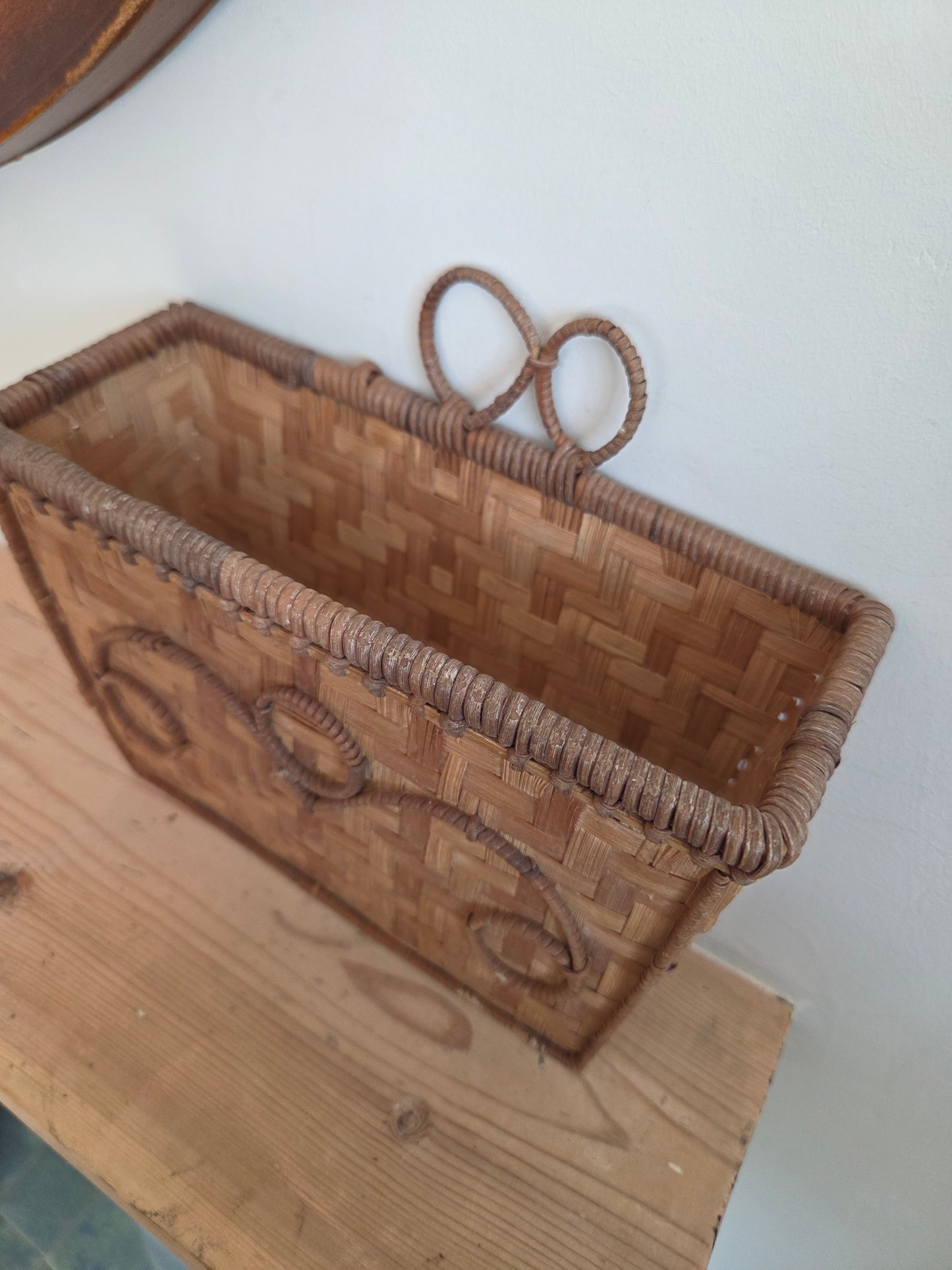 Small Wicker and Rattan Wall Basket