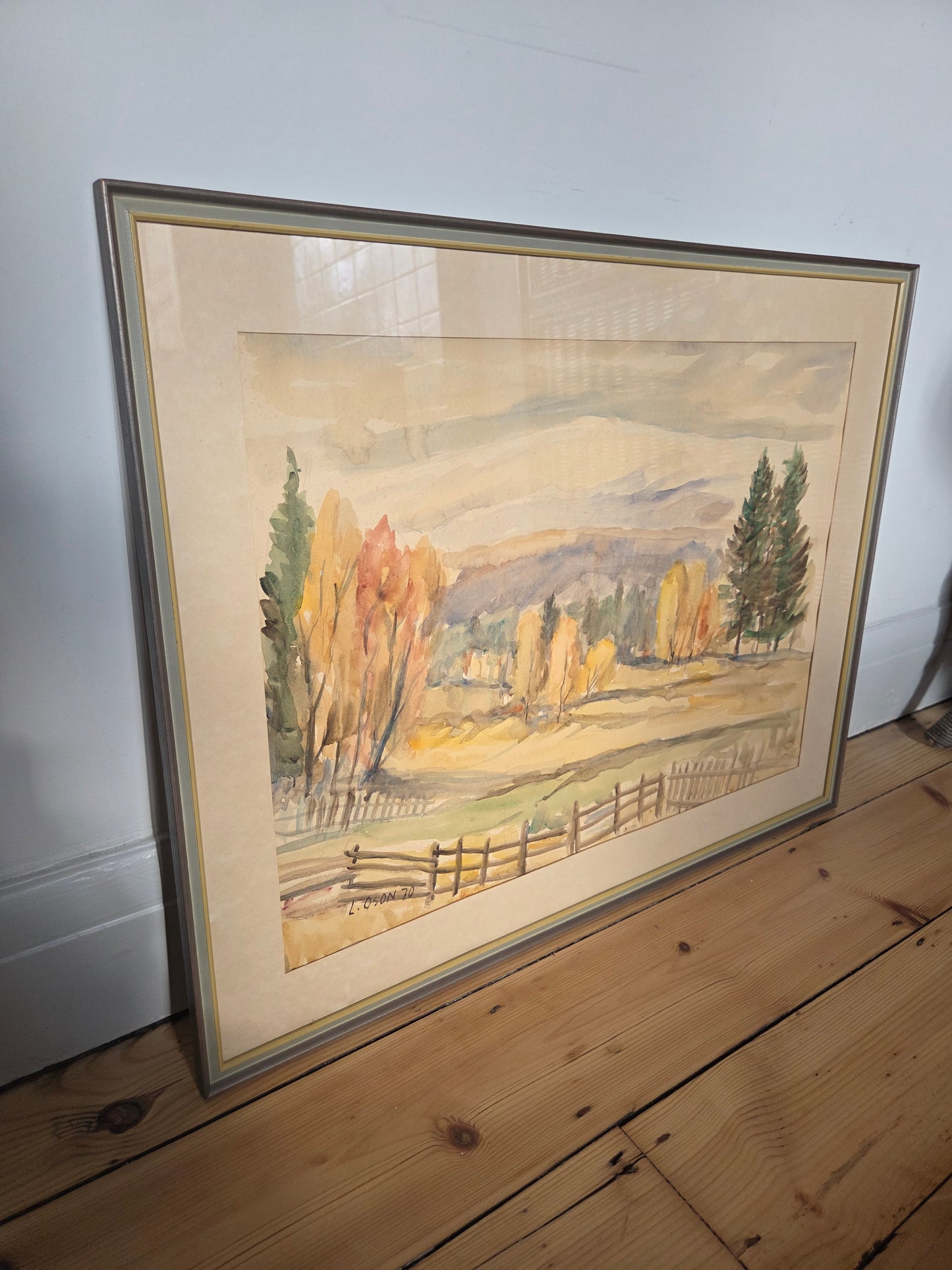 Swedish Landscape Watercolour Painting By L Oson 1970
