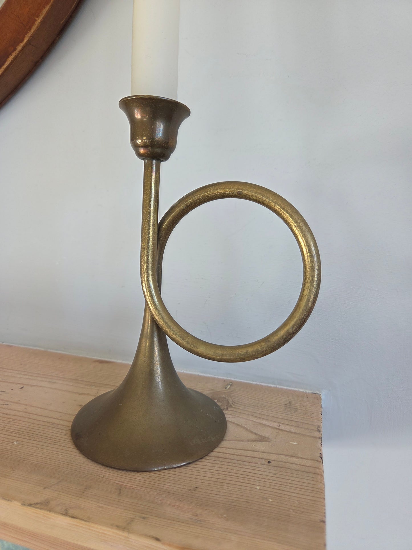 Brass Horn Candlestick