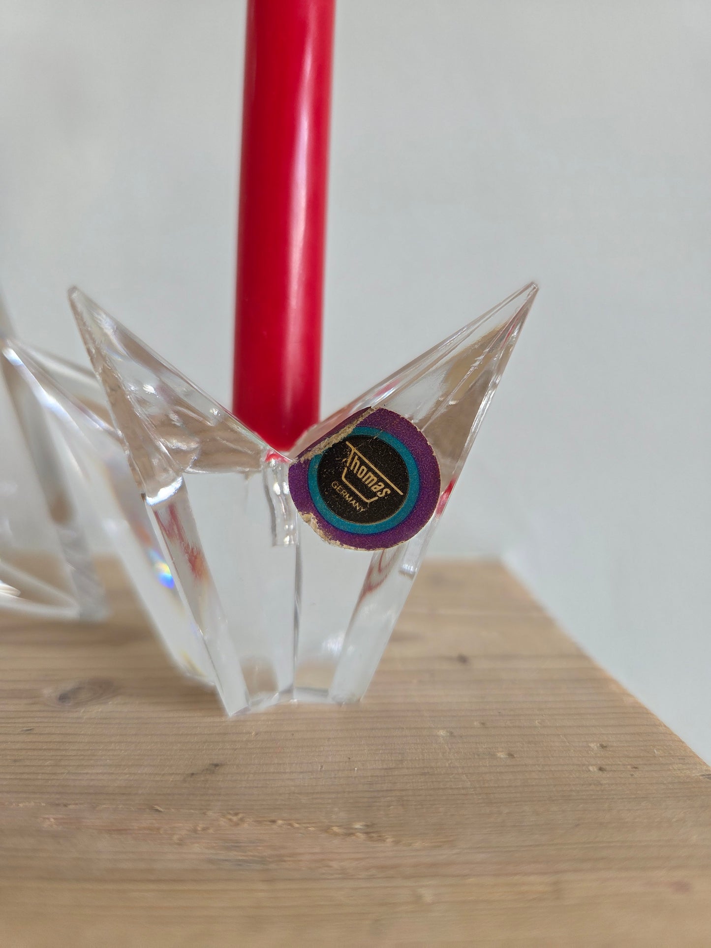 Set of Vintage Glass Christmas Candle Holders