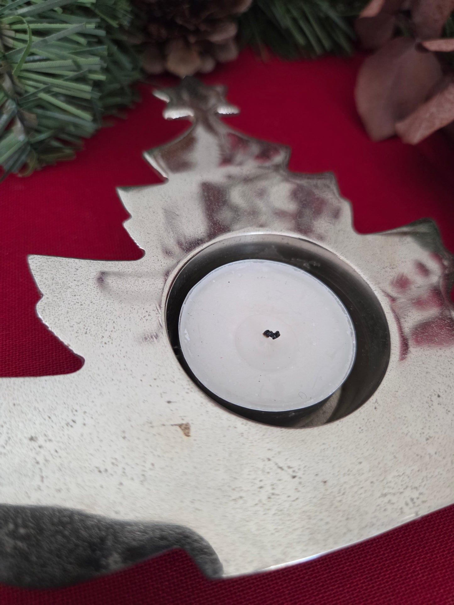 Silver Christmas Tree Tealight Holder