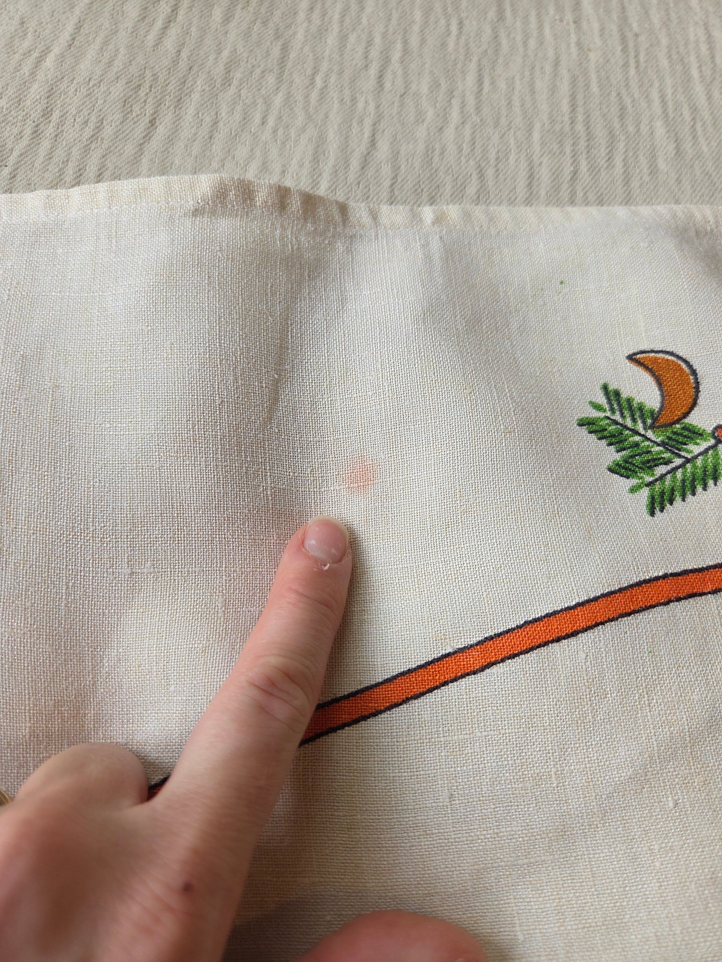 Vintage Swedish Christmas Tablecloth - Wreath and Hearts