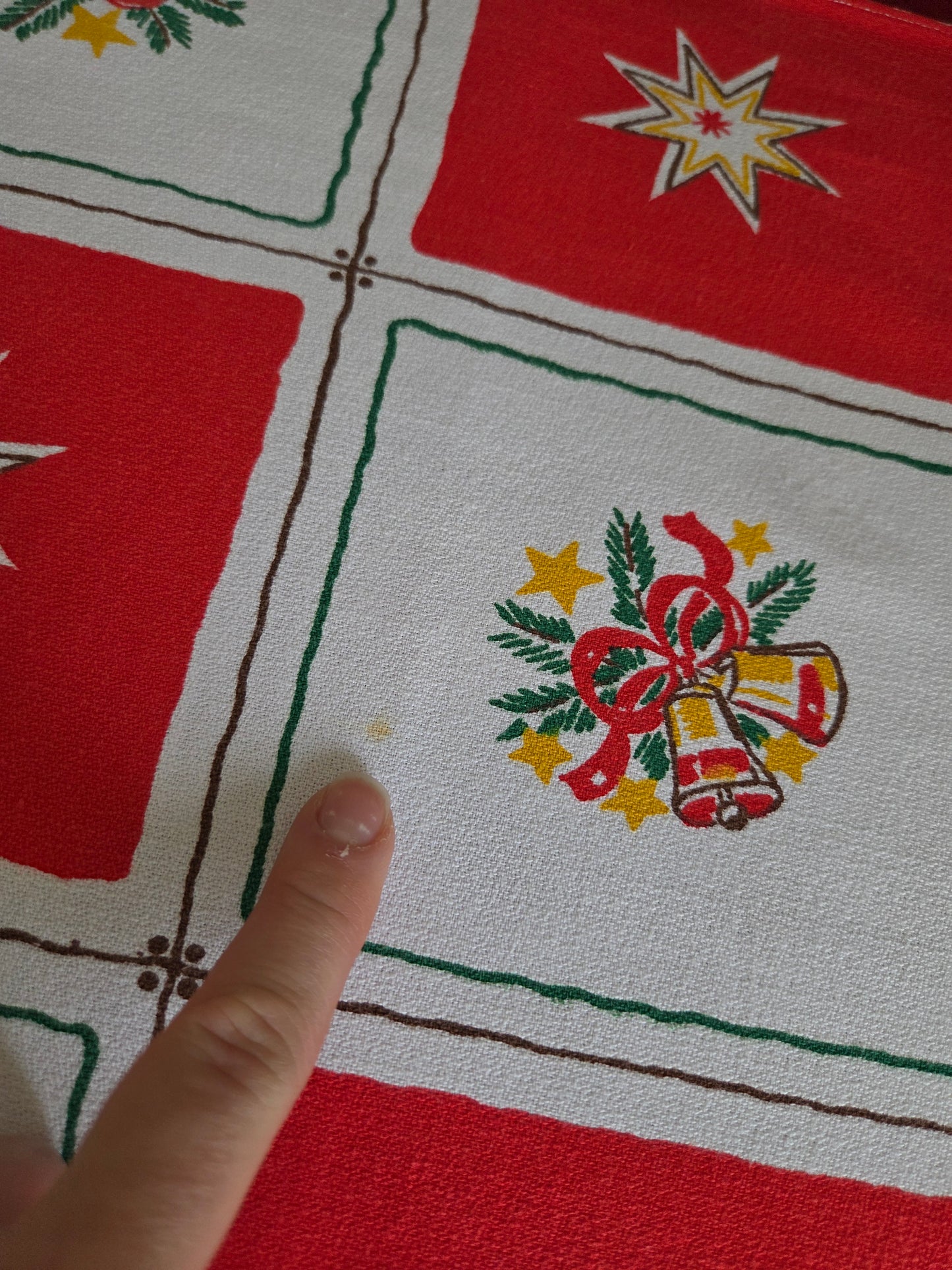 Vintage Swedish Christmas Tablecloth - Red and White Squares