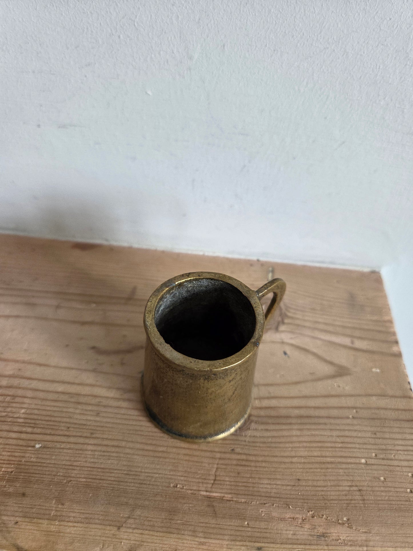 Small Brass Match Pot with Handle
