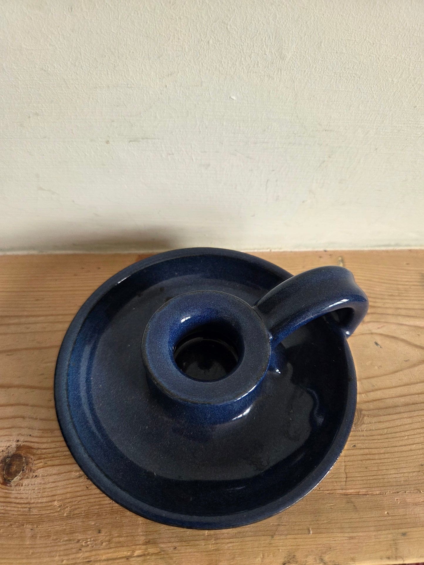 Blue Stoneware Candle Holder