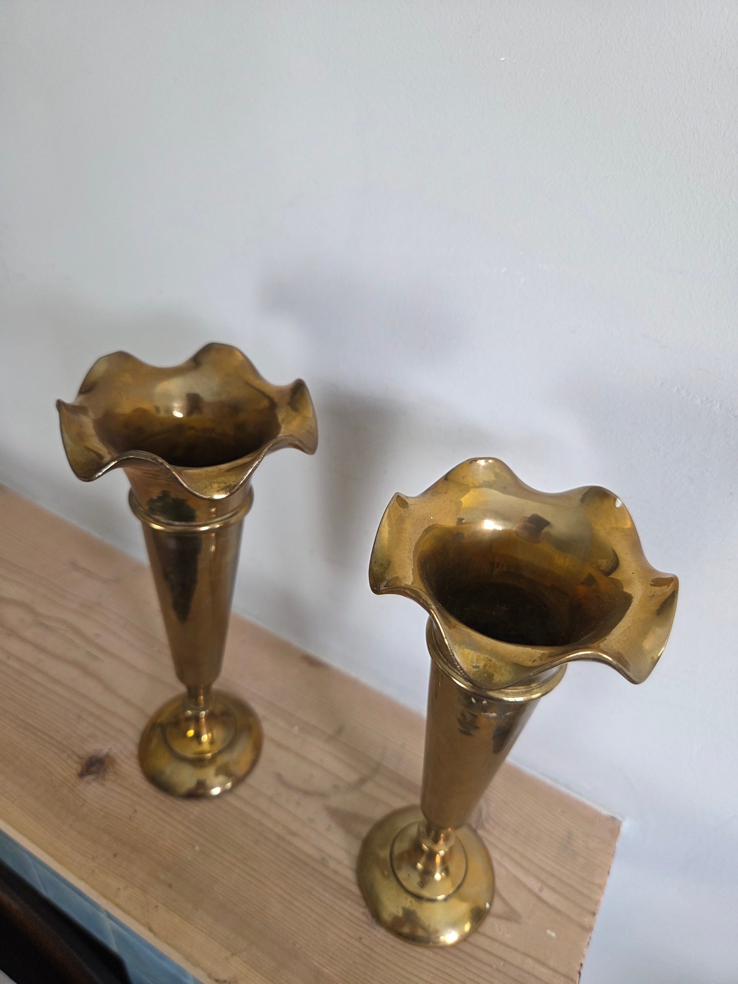 Twin Fluted Brass Vases