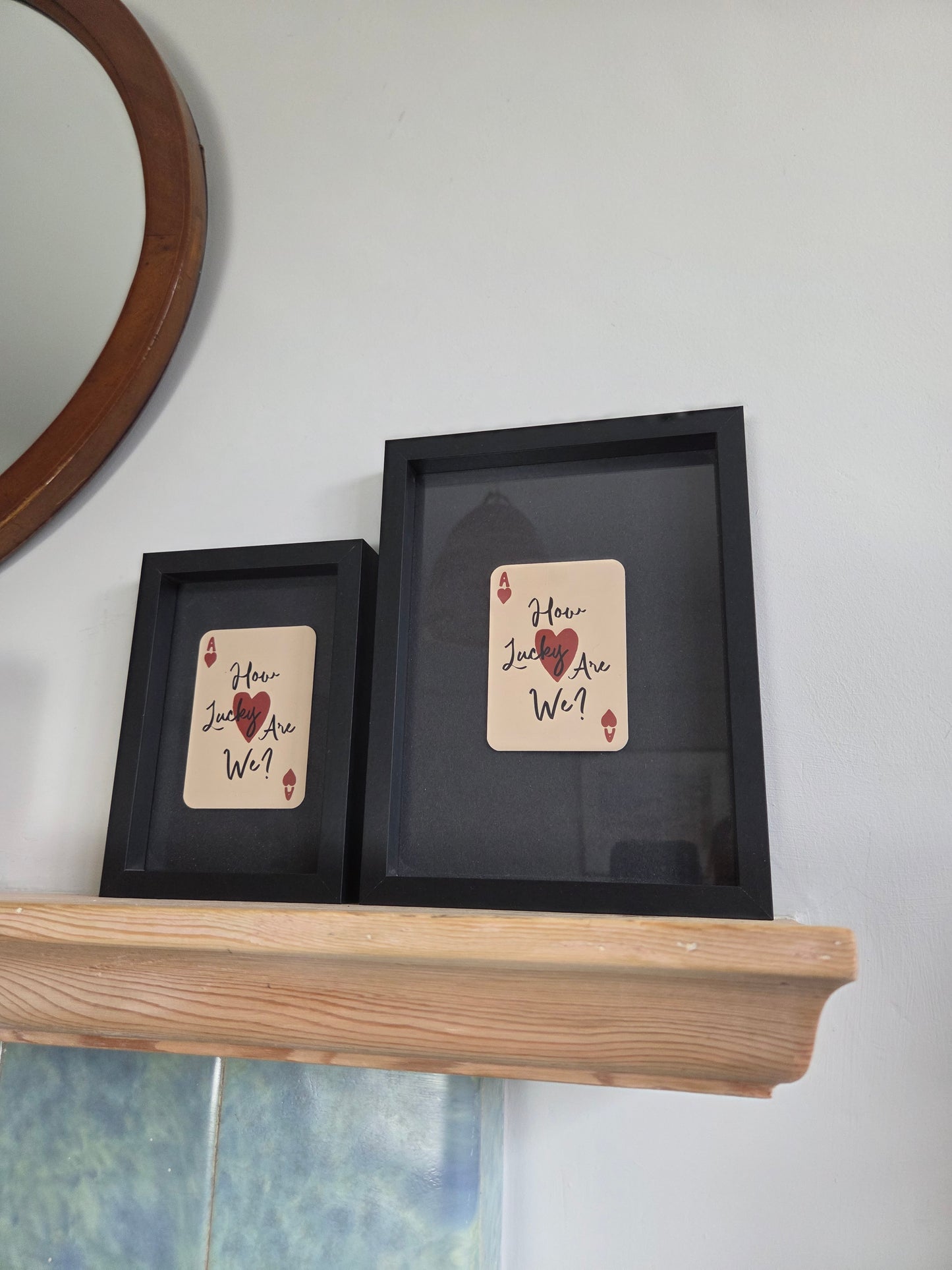 FRAMED How Lucky Are We? Playing Card Art Print - Medium Black Frame