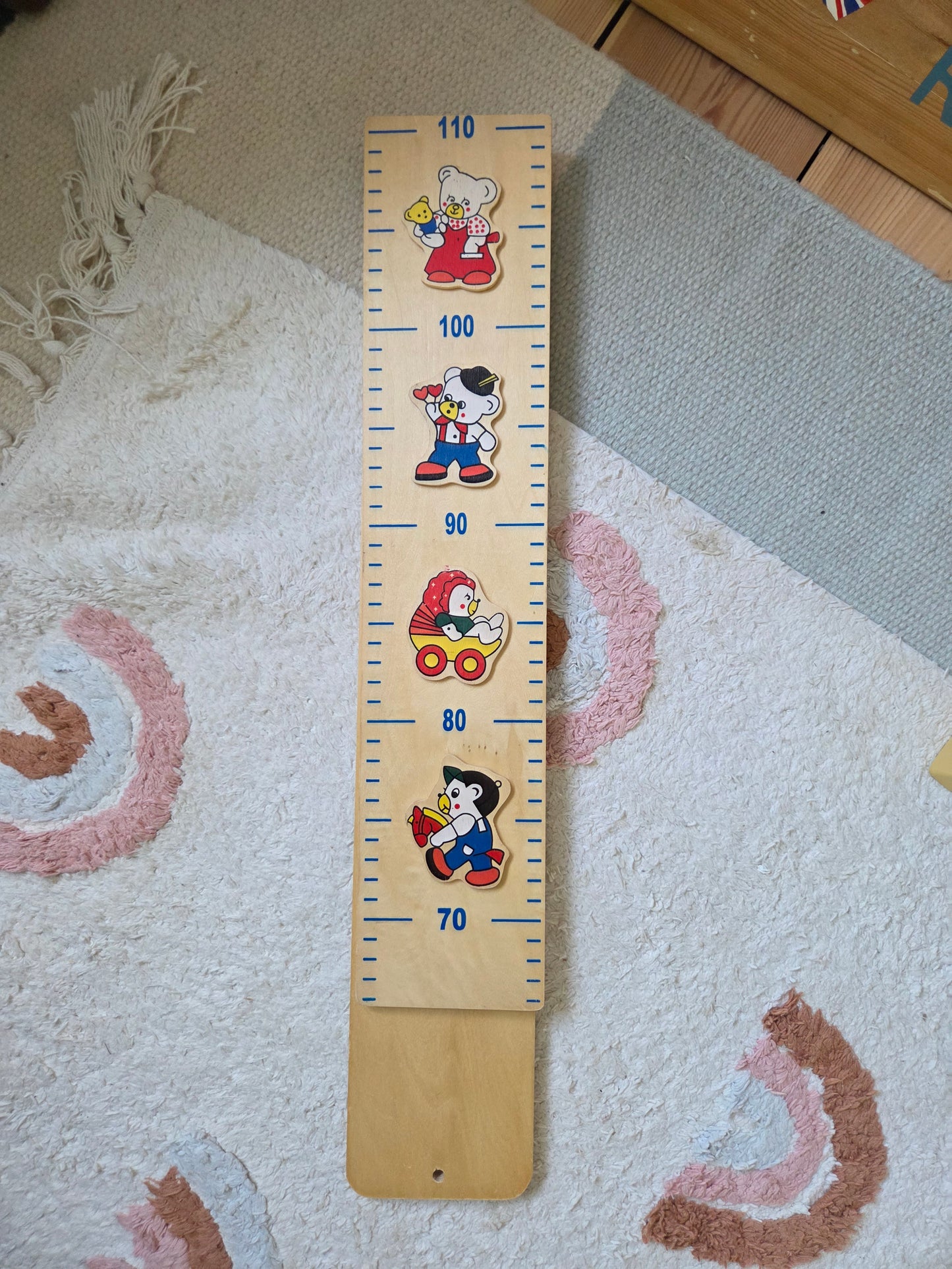 Vintage Wooden Teddy Bear Height Chart