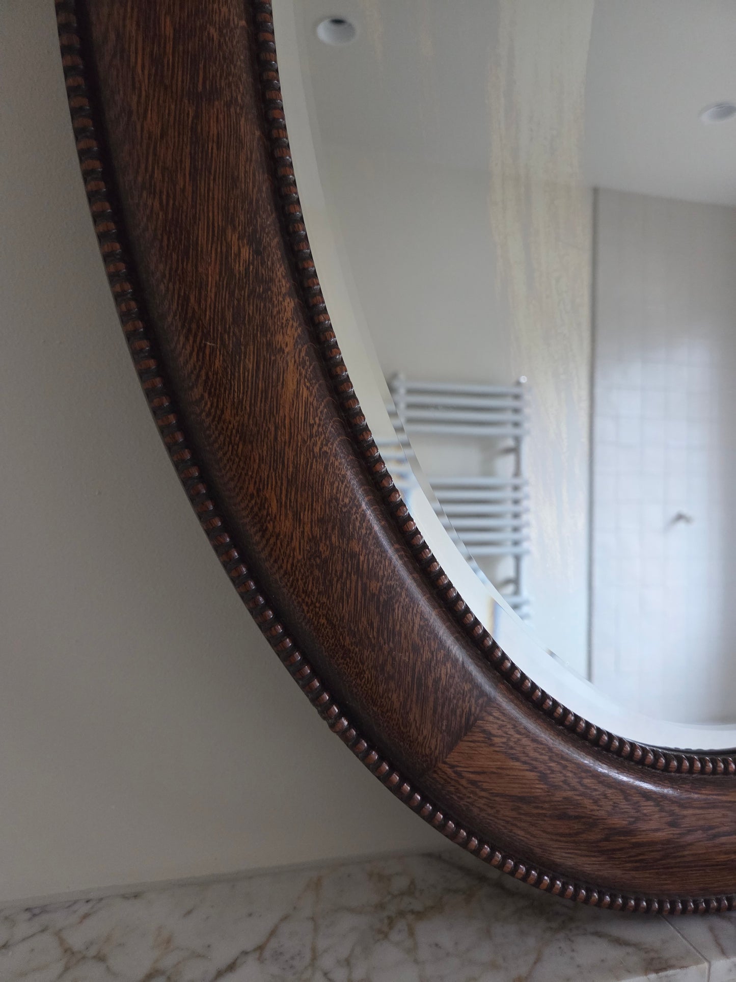 Large Vintage Oak Oval Mirror
