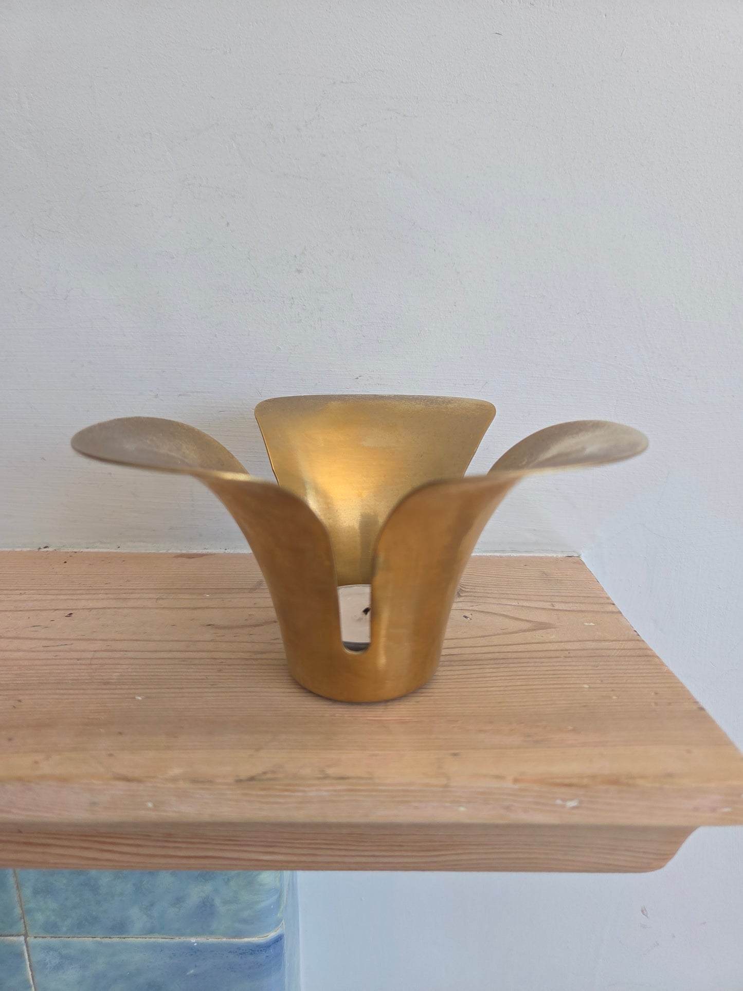 Vintage Brass Petal Tealight Holder