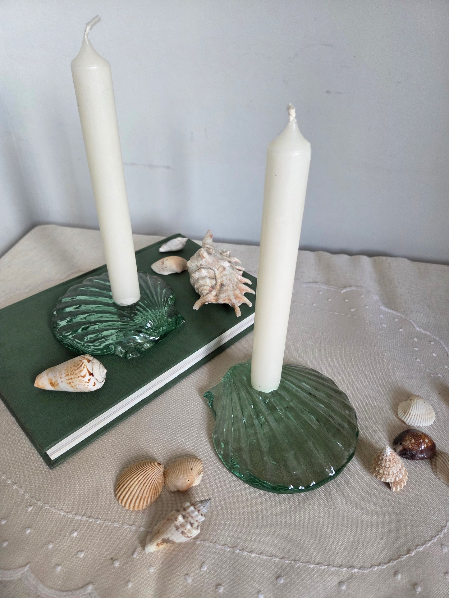 Glass Shell Candle Holder