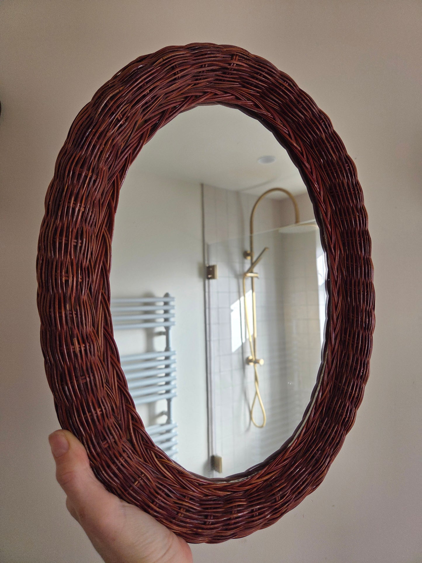 Vintage Oval Wicker Mirror
