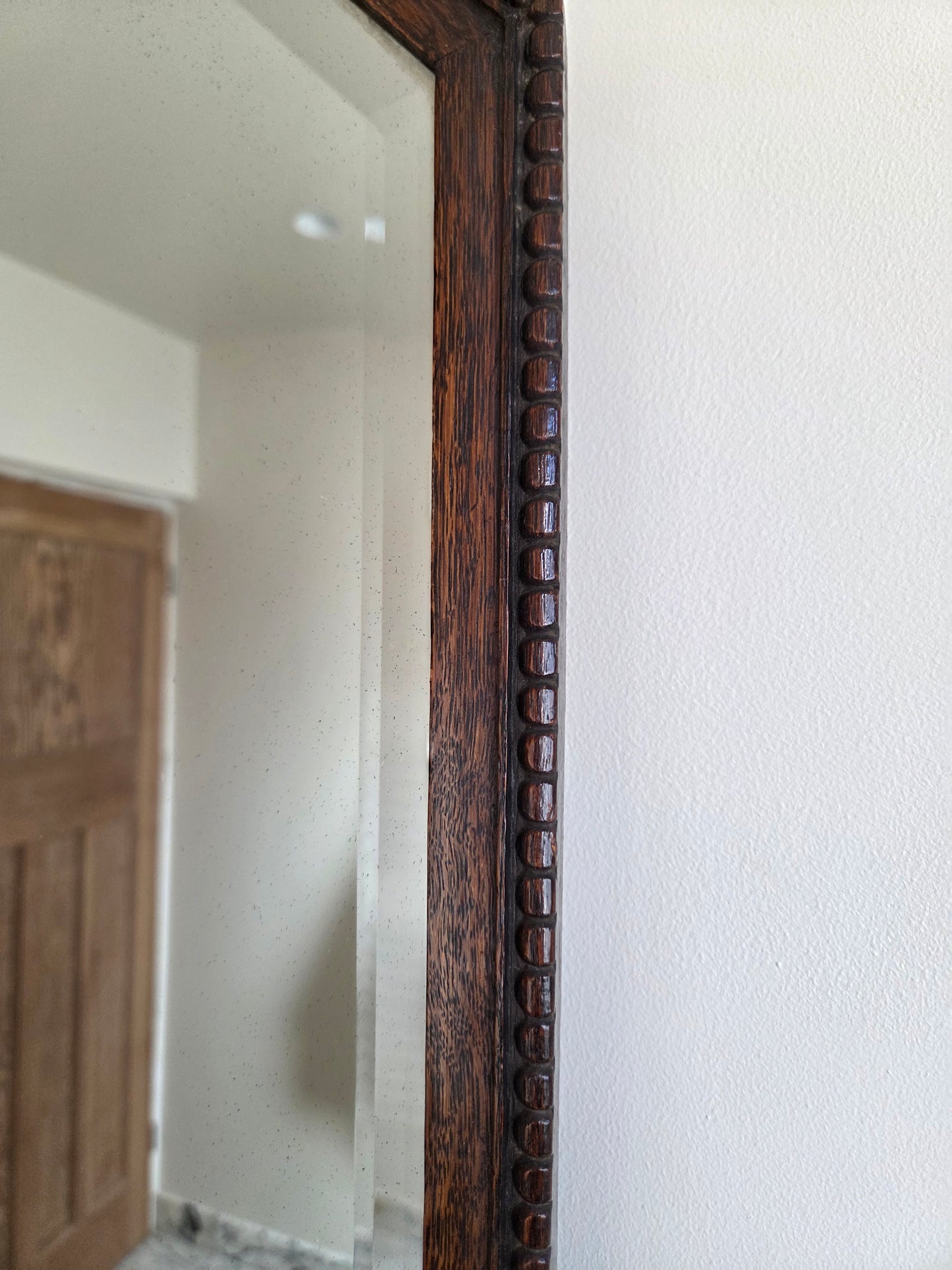 Vintage Oak Hexagonal Bobbin Mirror