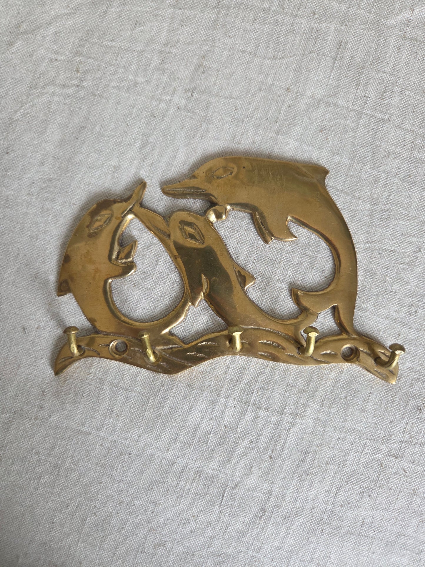 Vintage Brass Dolphin Hooks