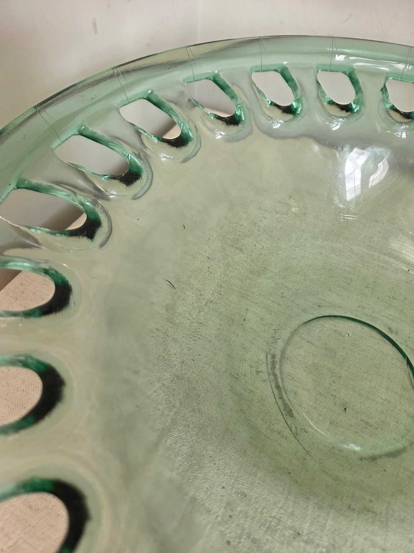 Large Vintage Glass Cut Out Bowl