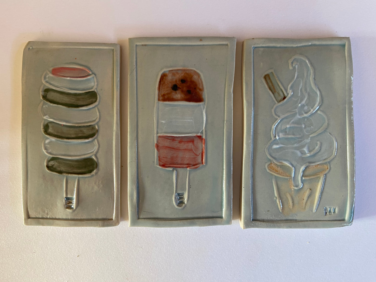 Set of 3 Iconic Ice Tiles (Twister) by Jaw Ceramics