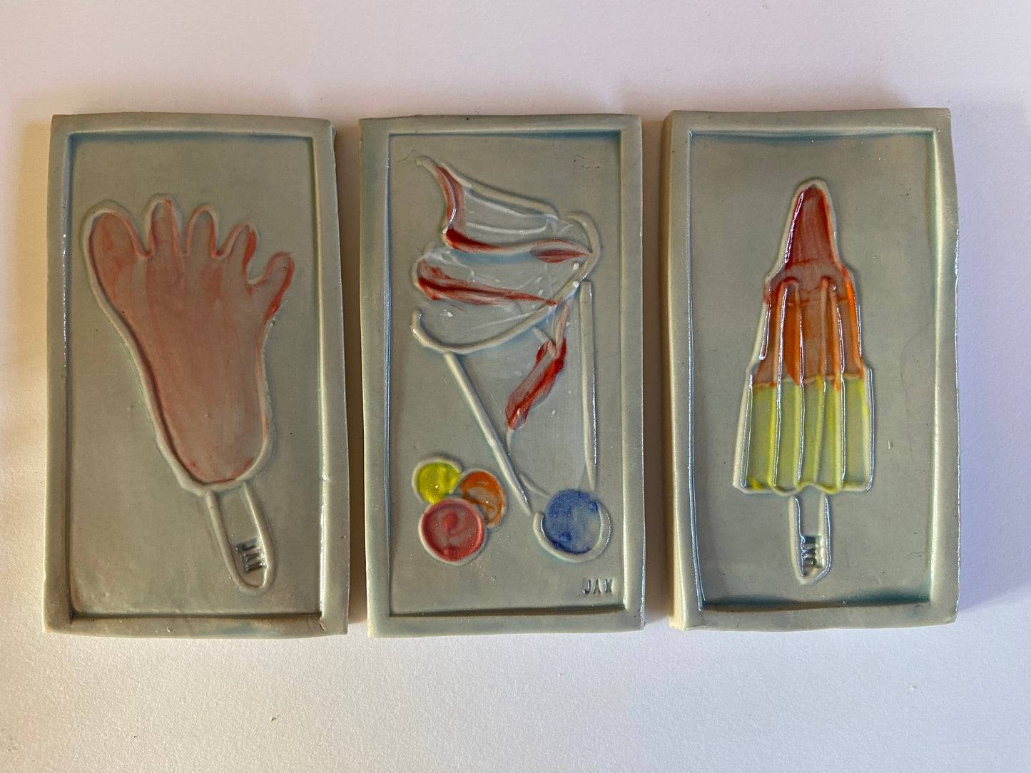 Set of 3 Iconic Ice Tiles (Foot) by Jaw Ceramics