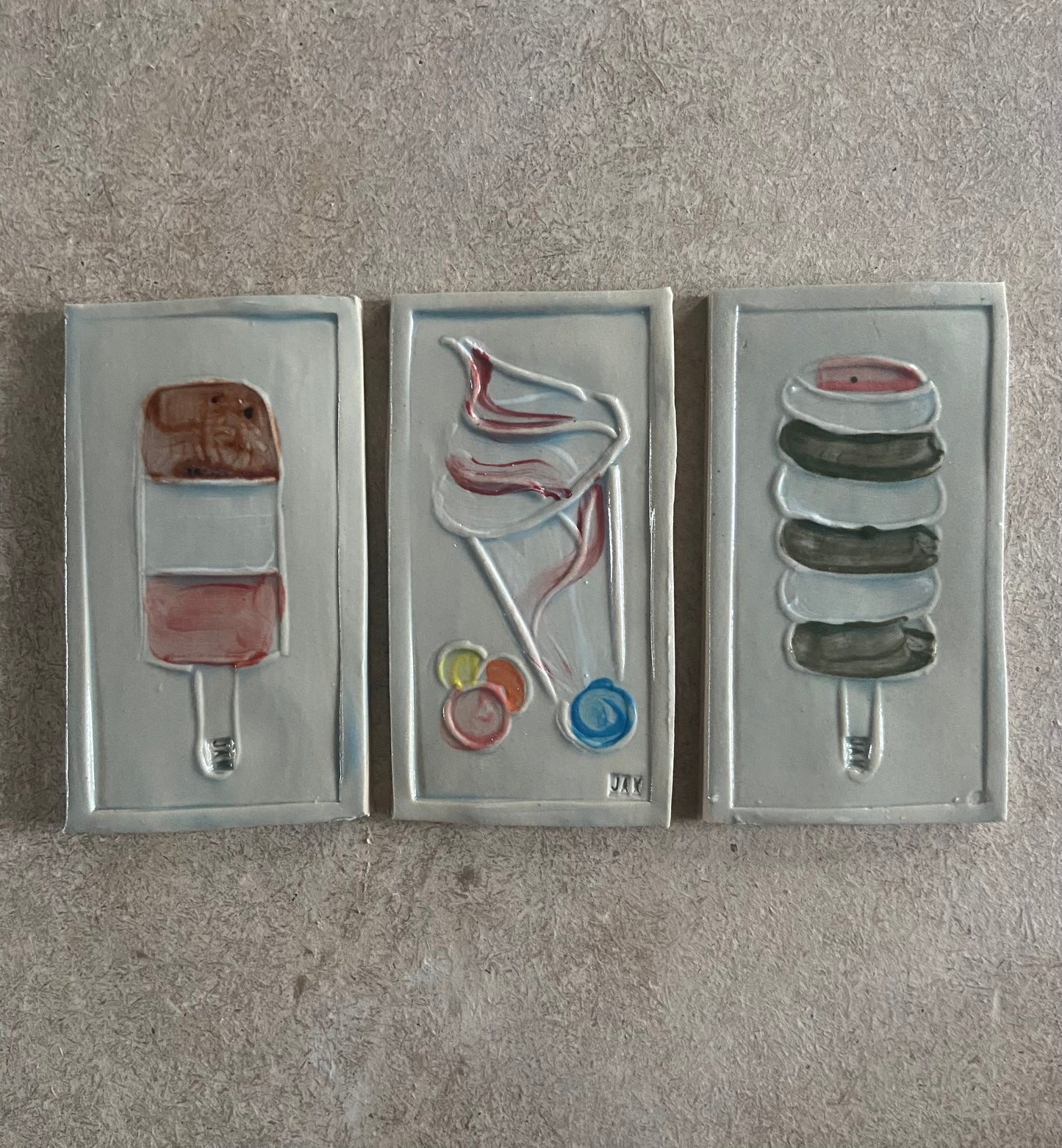 Set of 3 Iconic Ice Tiles 003 by Jaw Ceramics