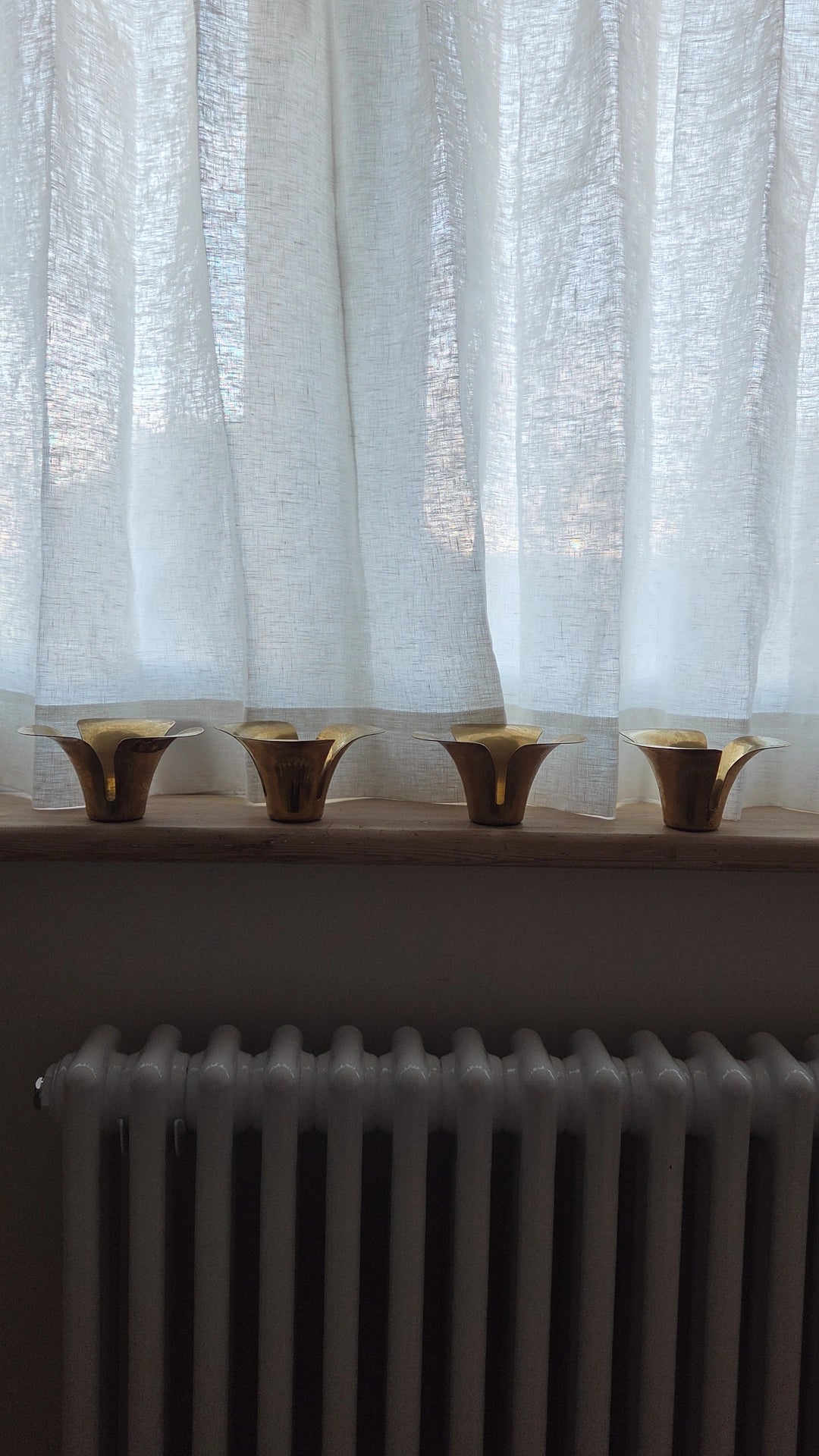 Vintage Brass Flower Tealight Holders - Set of 4