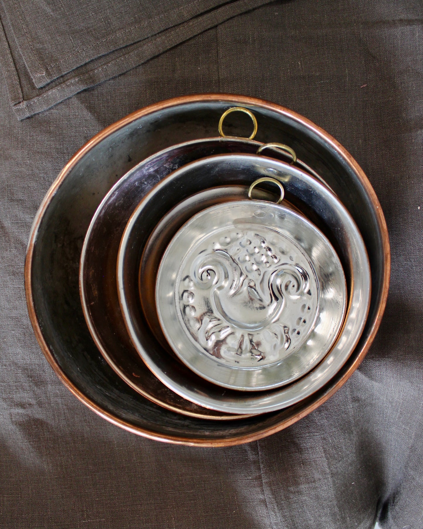 Set of Four Vintage Swedish Copper Moulds