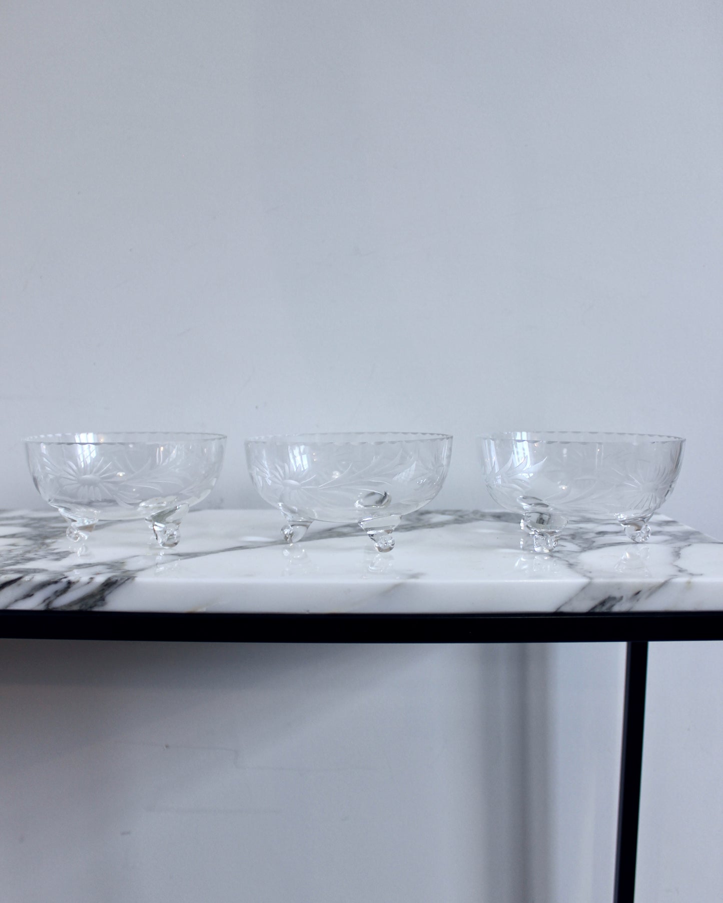 Etched Glass Serving Bowls