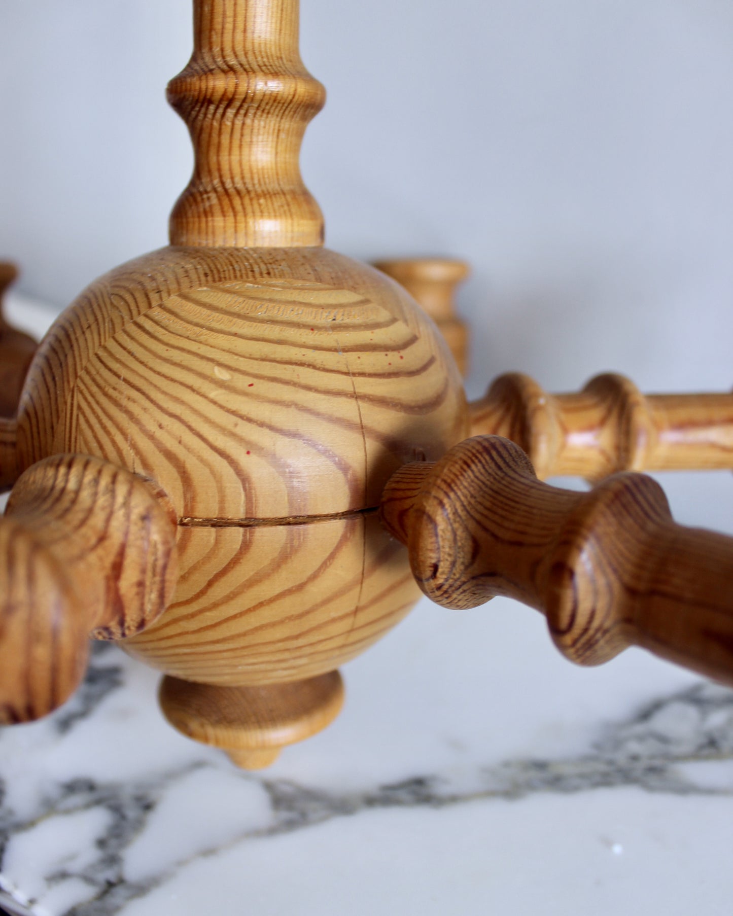 Vintage Swedish Pine Chandelier