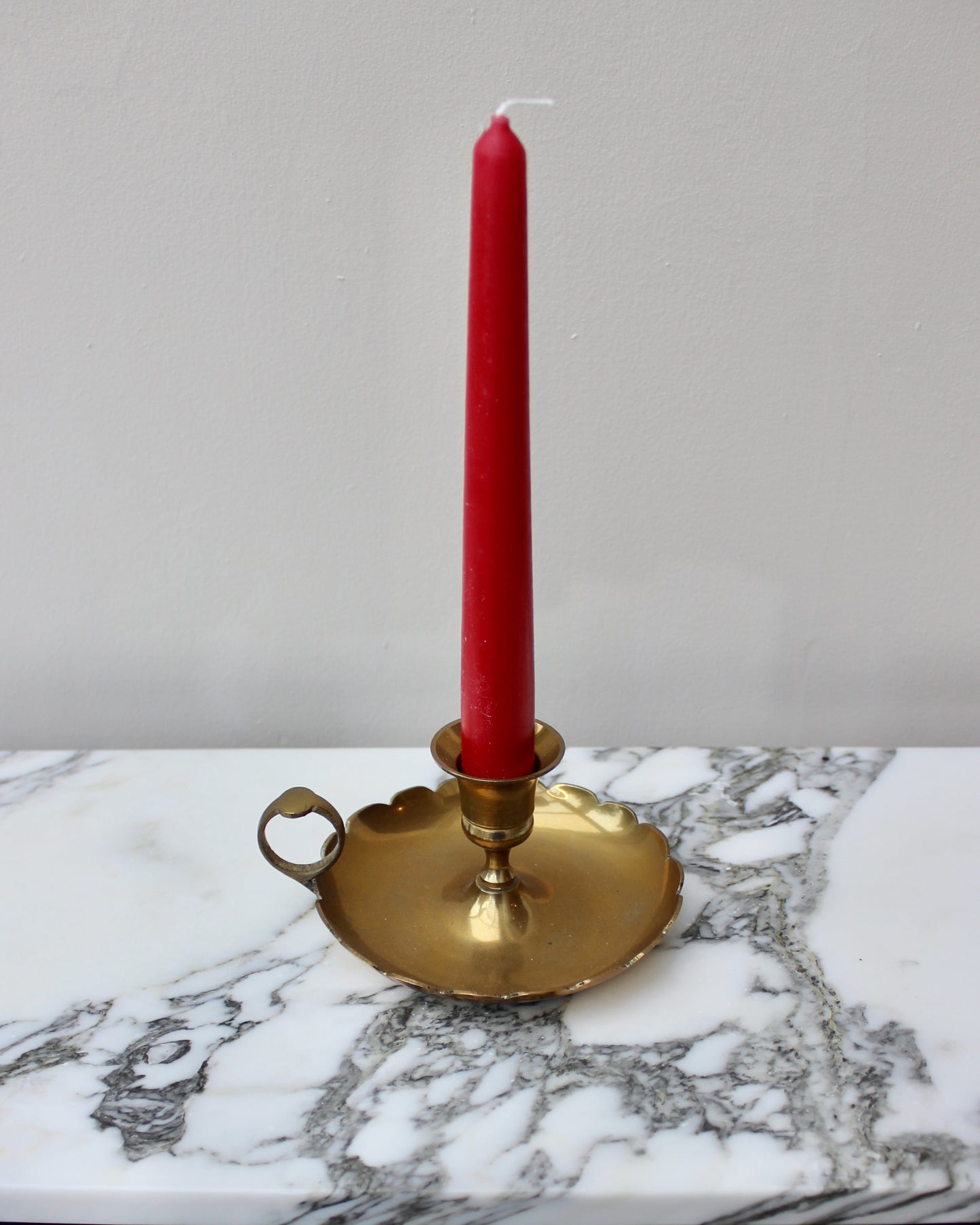Large Brass Scallop Candlestick